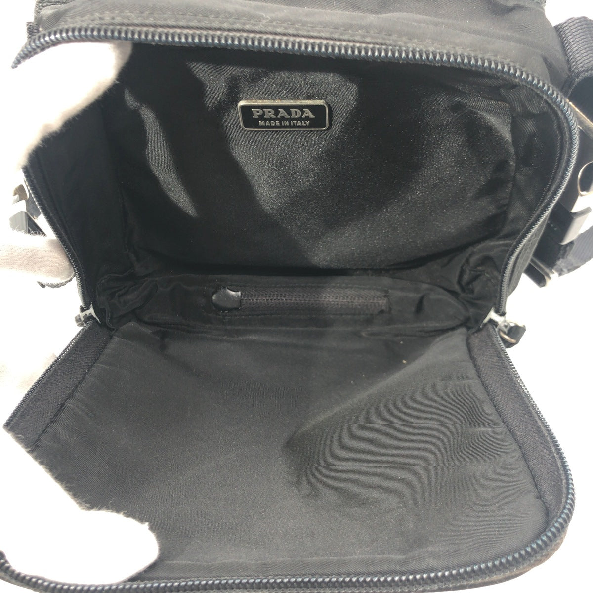 PRADA Tessuto Triangle Logo Black Nylon Shoulder Bag Unisex Men's