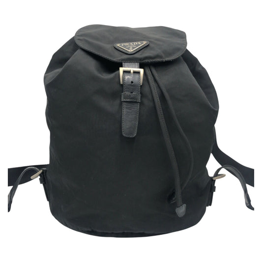 PRADA Prada Tessuto Triangle Logo Black Nylon Backpack Rucksack Daypack Unisex Women's