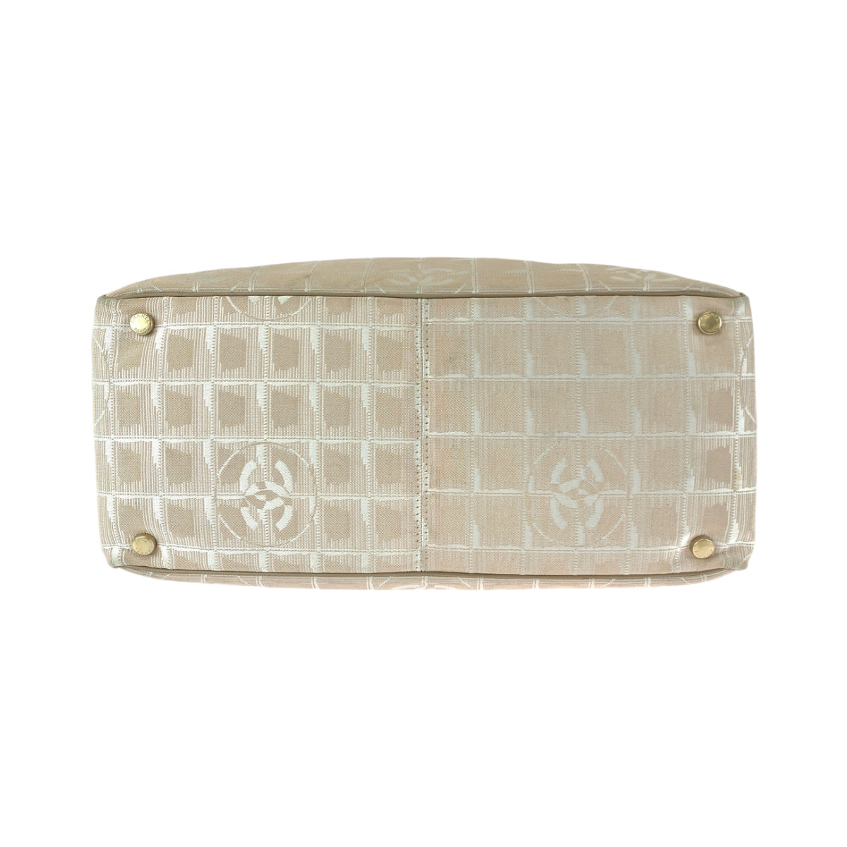 13094
CHANEL シャネル ニュートラベルラインMM ピンク ベージュ ゴールド金具 キャンバス トートバッグ ショルダーバッグ  レディース