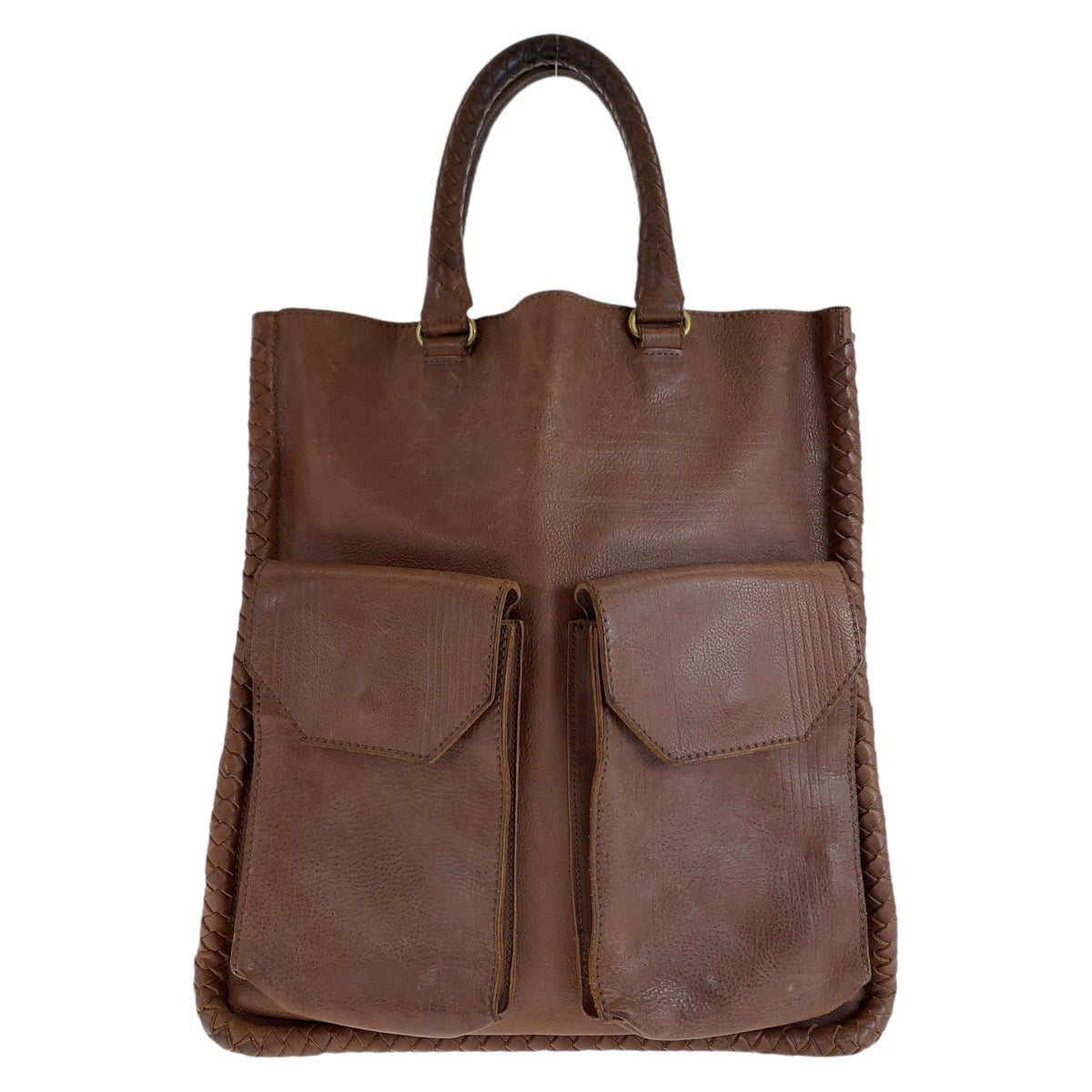 13095
BOTTEGAVENETA ボッテガヴェネタ イントレチャート ブラウン ゴールド金具 レザー トートバッグ ショルダーバッグ 男女兼用  メンズ
