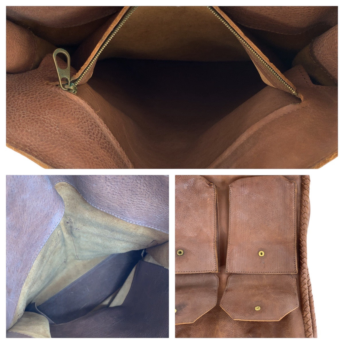 13095
BOTTEGAVENETA ボッテガヴェネタ イントレチャート ブラウン ゴールド金具 レザー トートバッグ ショルダーバッグ 男女兼用  メンズ