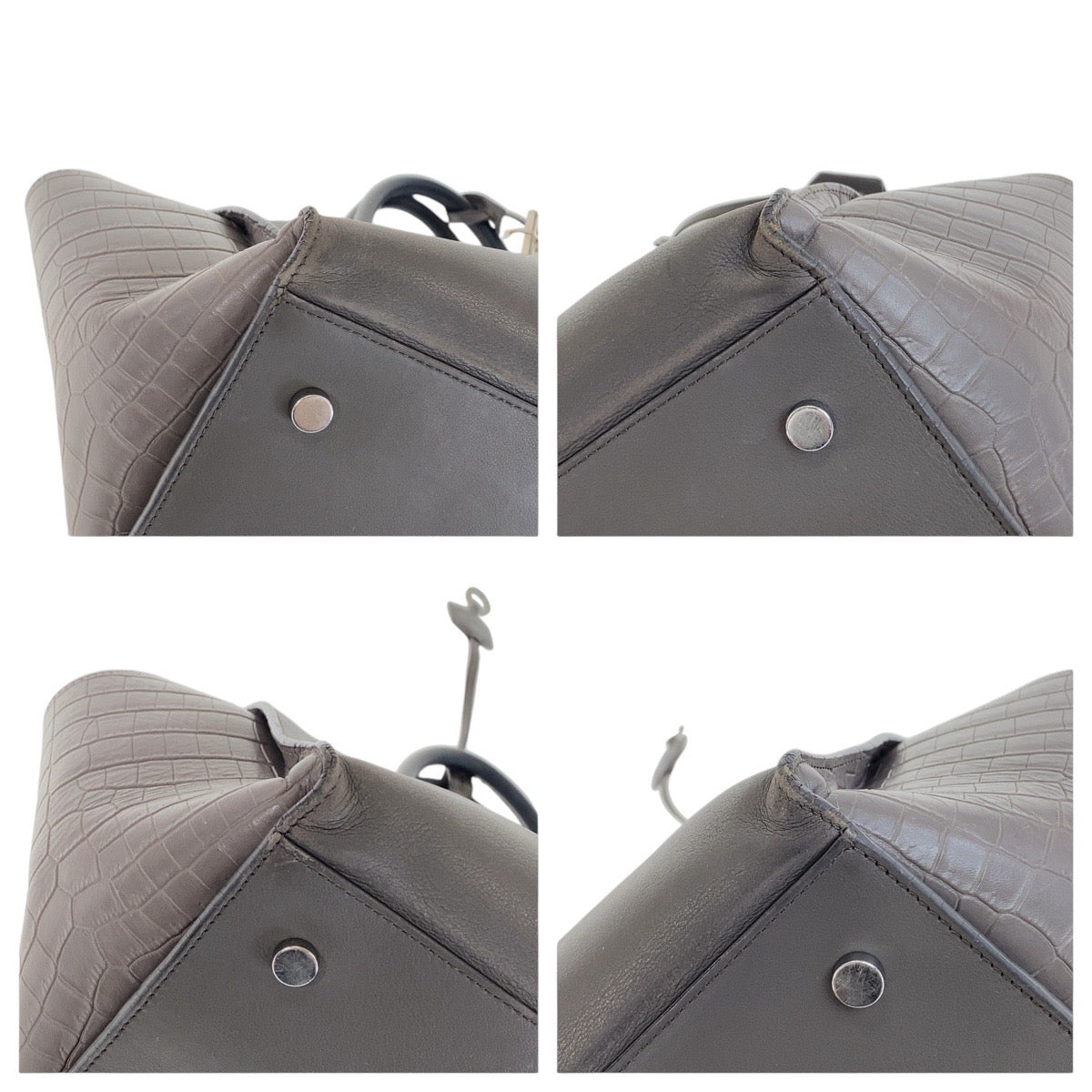 SAINT LAURENT サンローラン YSL ダウンタウン グレー シルバー金具 レザー トートバッグ ハンドバッグ  レディース