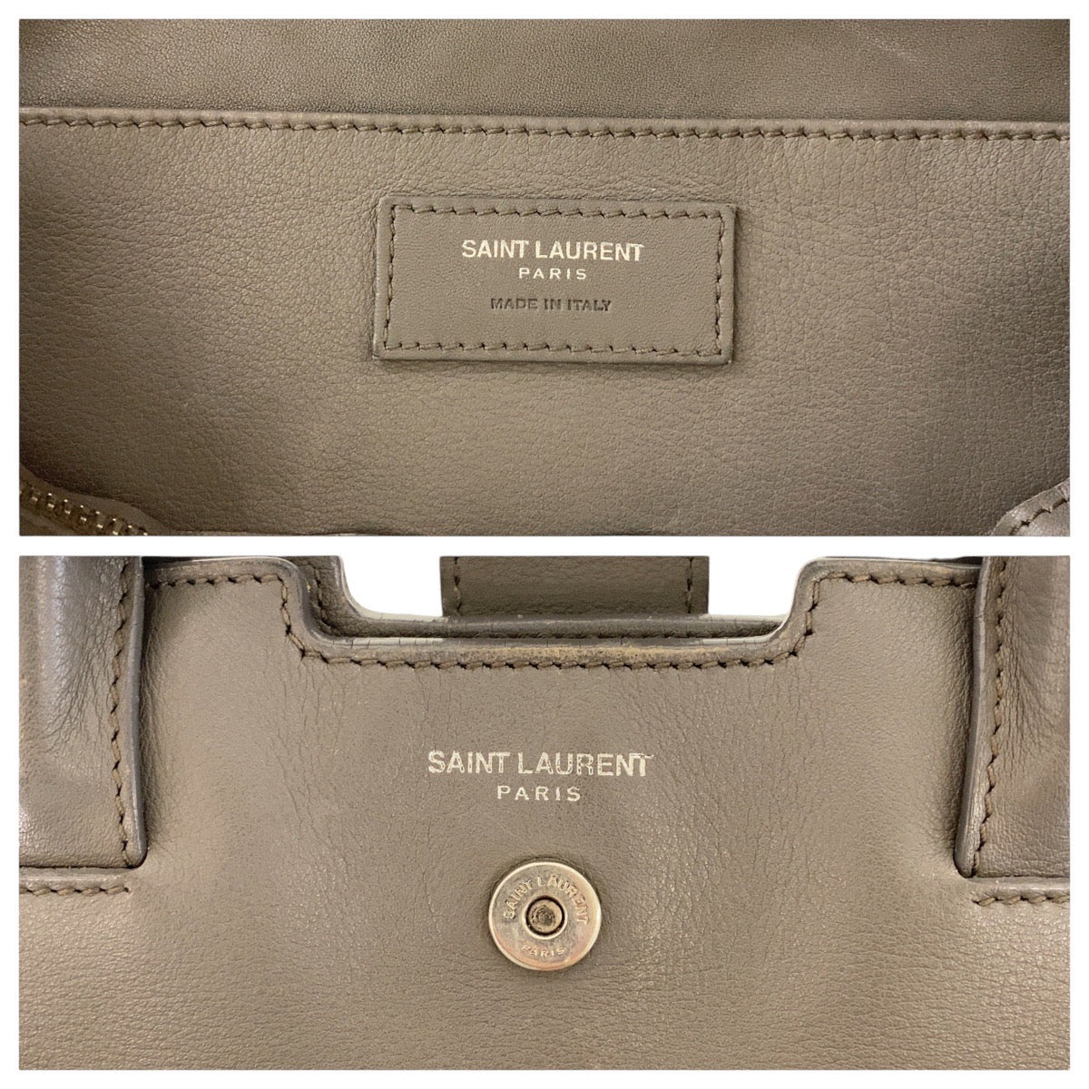 SAINT LAURENT サンローラン YSL ダウンタウン グレー シルバー金具 レザー トートバッグ ハンドバッグ  レディース