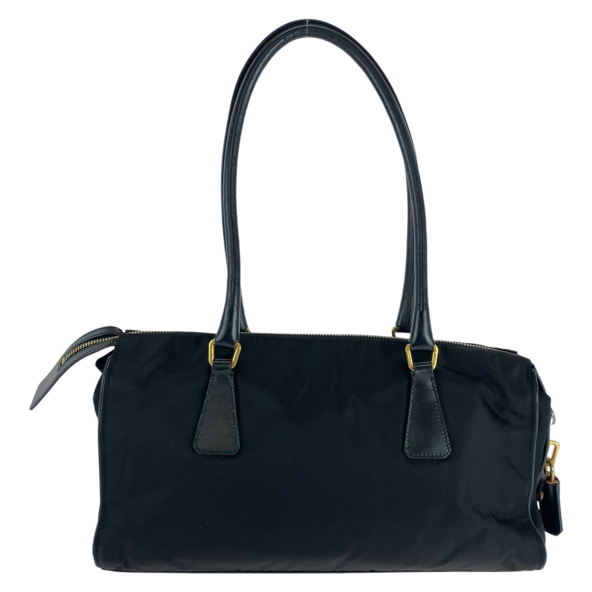 13096
PRADA プラダ テスート 三角ロゴプレート ブラック 黒 ゴールド金具 ナイロン / レザー トートバッグ ショルダーバッグ  レディース