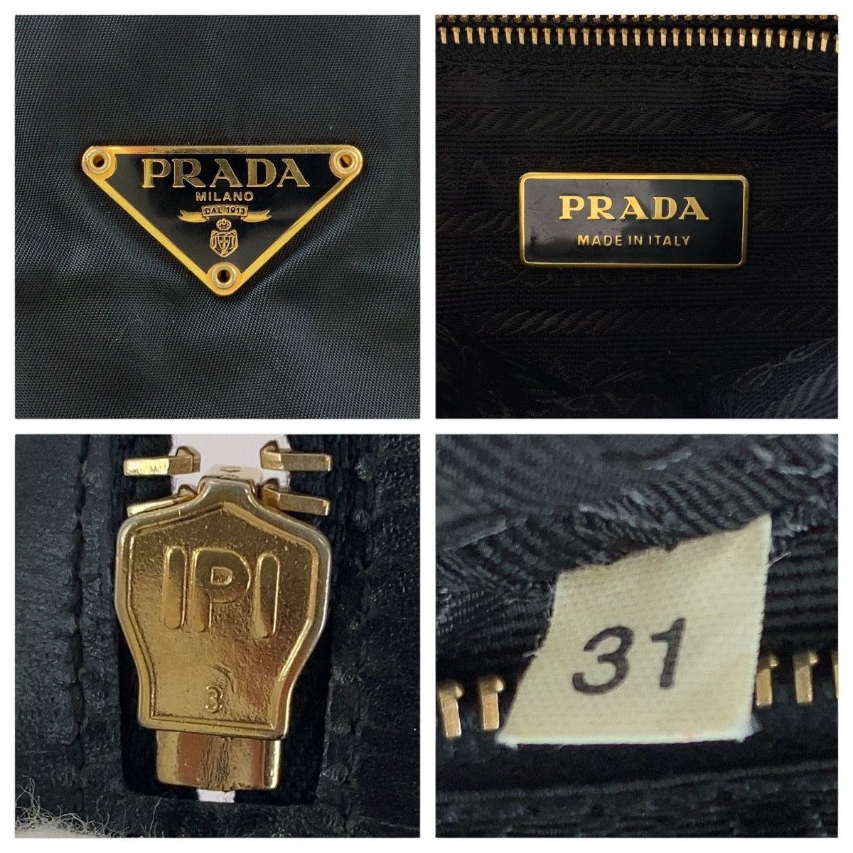 13096
PRADA プラダ テスート 三角ロゴプレート ブラック 黒 ゴールド金具 ナイロン / レザー トートバッグ ショルダーバッグ  レディース