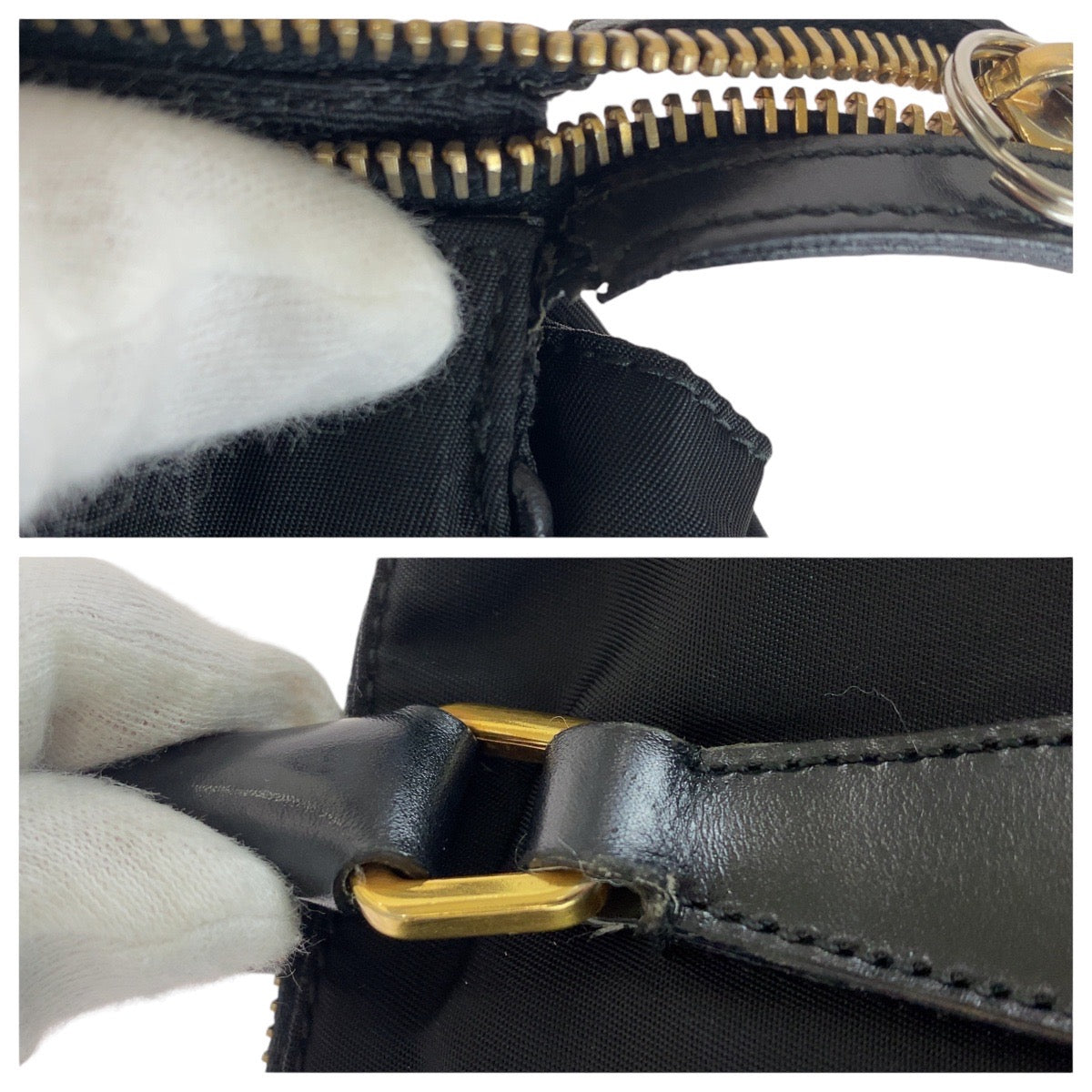 13096
PRADA プラダ テスート 三角ロゴプレート ブラック 黒 ゴールド金具 ナイロン / レザー トートバッグ ショルダーバッグ  レディース