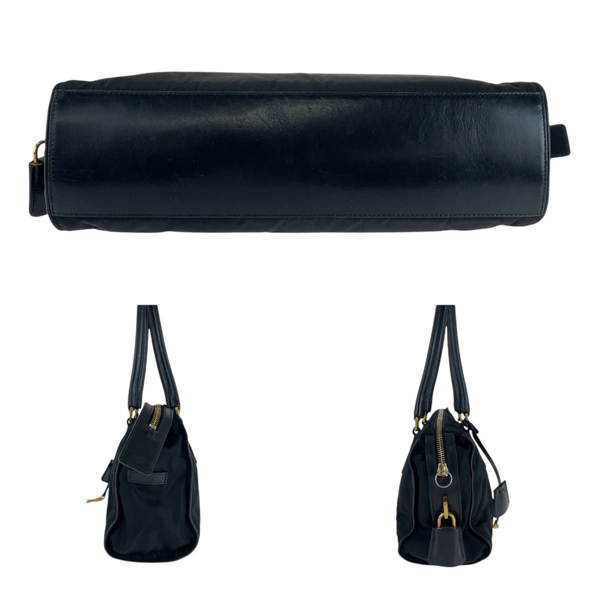 13096
PRADA プラダ テスート 三角ロゴプレート ブラック 黒 ゴールド金具 ナイロン / レザー トートバッグ ショルダーバッグ  レディース