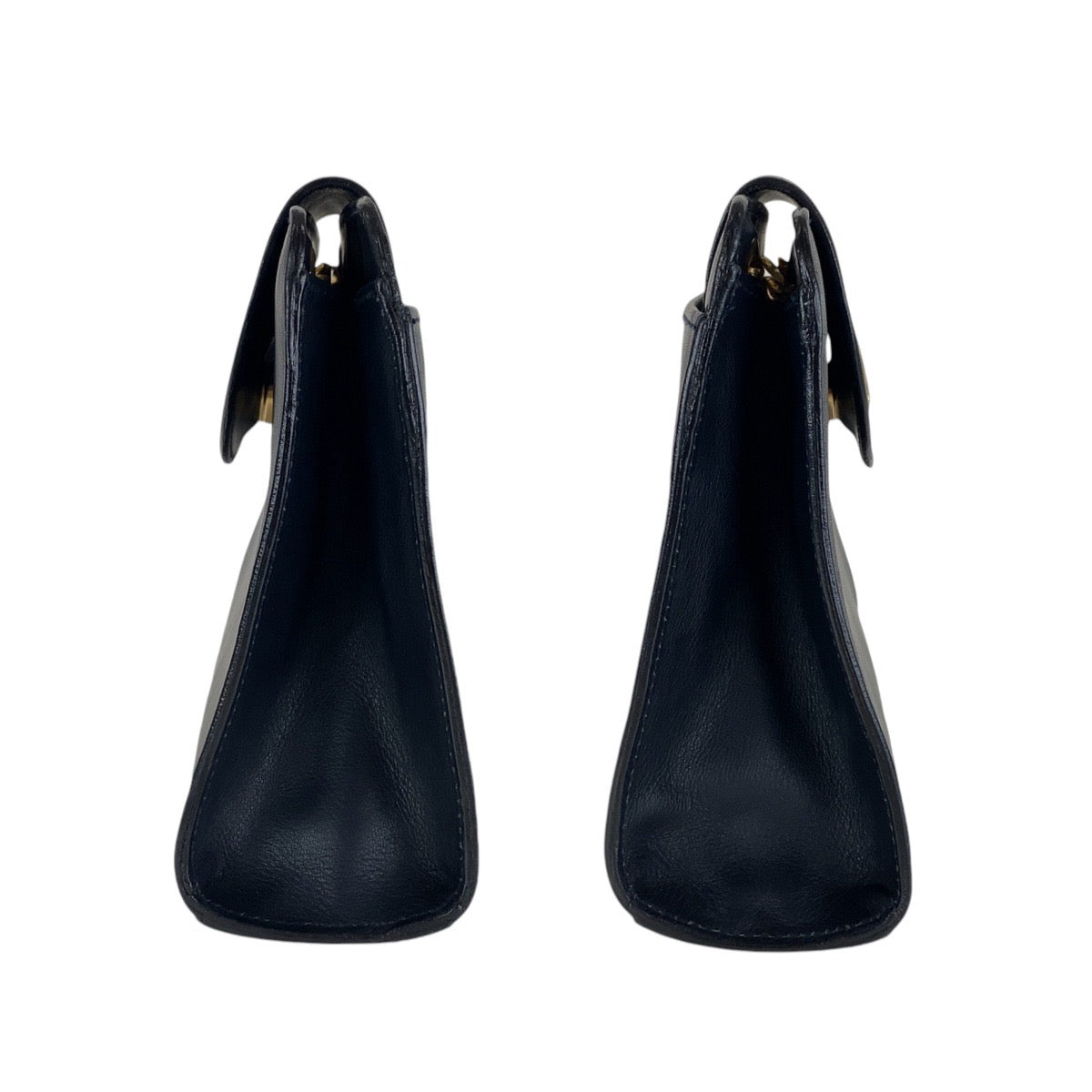 13097
 Paloma Picasso Vintage Navy Gold Hardware Leather Crossbody Chain Shoulder Bag for Women