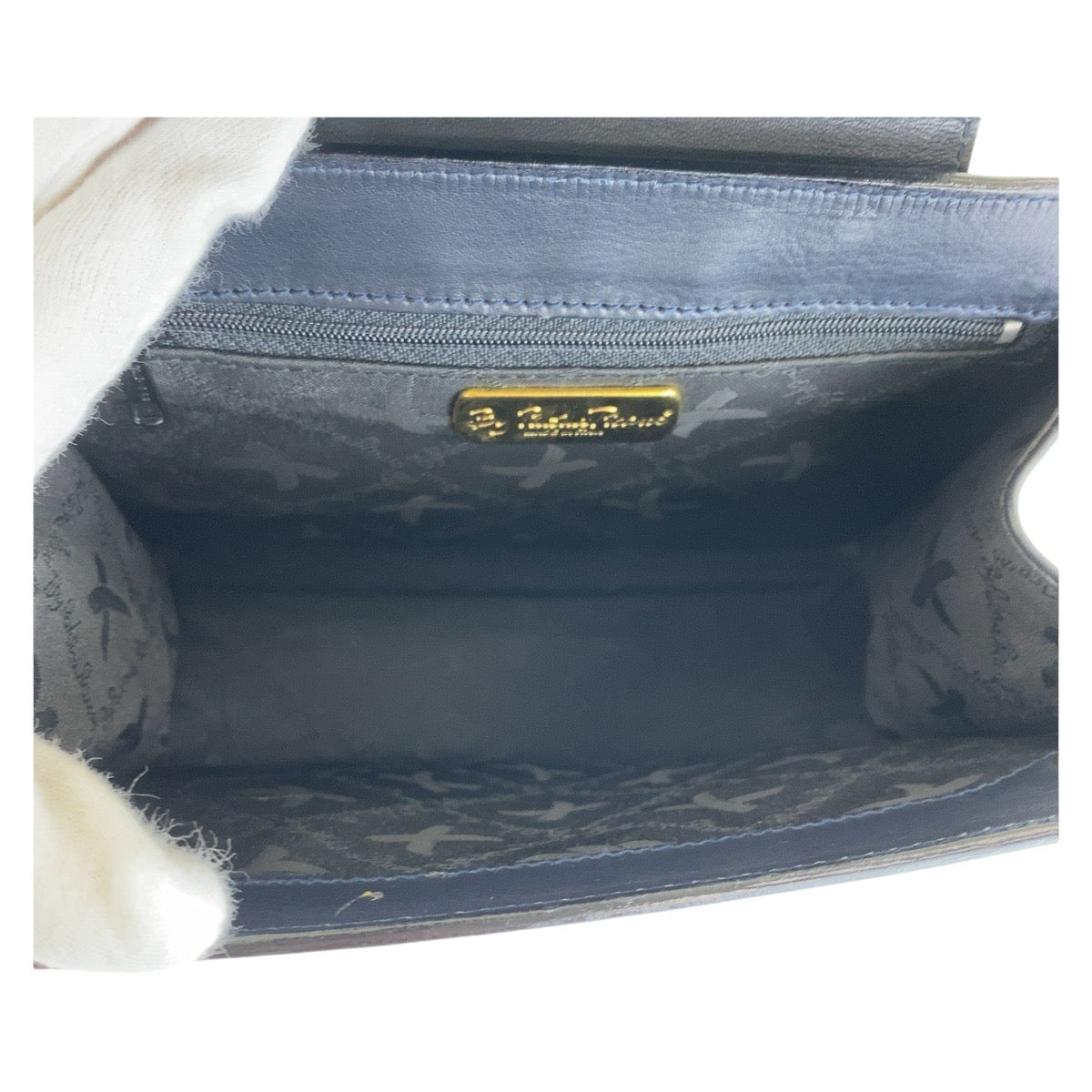 13097
Paloma Picasso パロマピカソ ヴィンテージ ネイビー ゴールド金具 レザー 斜め掛け チェーンショルダーバッグ  レディース AB5