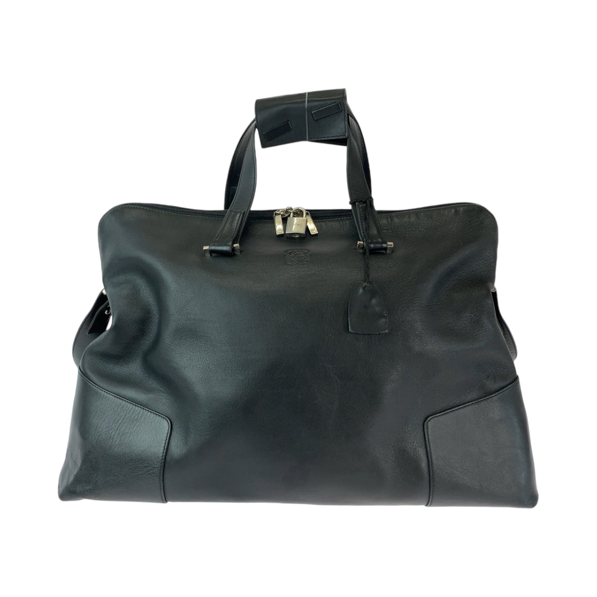 LOEWE ロエベ アマソナ50 アナグラム 男女兼用 ブラック 黒 シルバー金具 レザー ボストンバッグ ショルダーバッグ 2way  メンズ