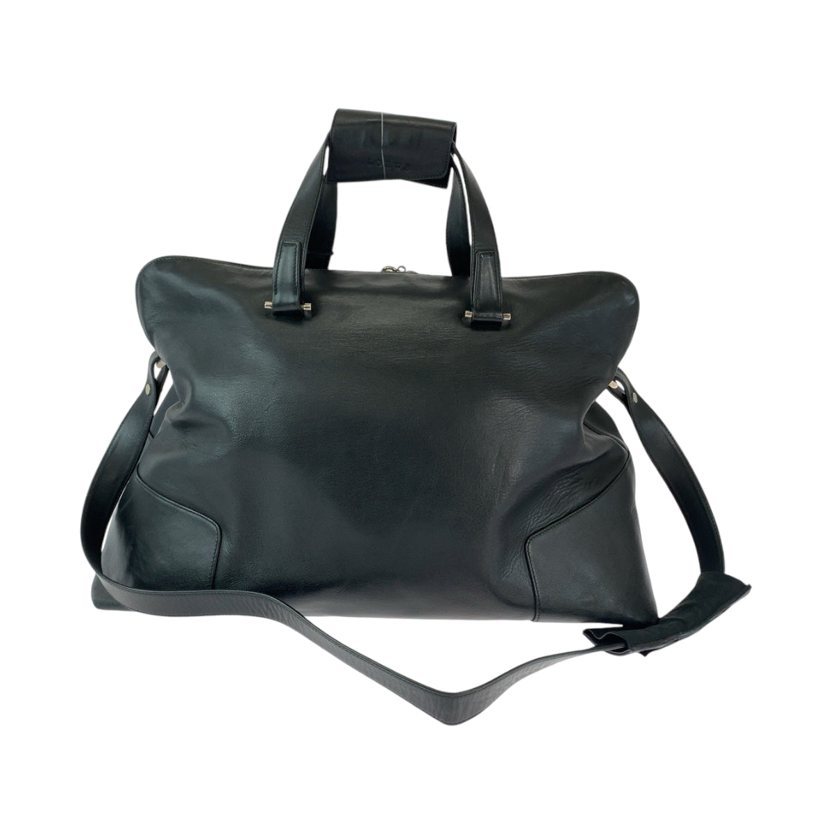 LOEWE ロエベ アマソナ50 アナグラム 男女兼用 ブラック 黒 シルバー金具 レザー ボストンバッグ ショルダーバッグ 2way  メンズ