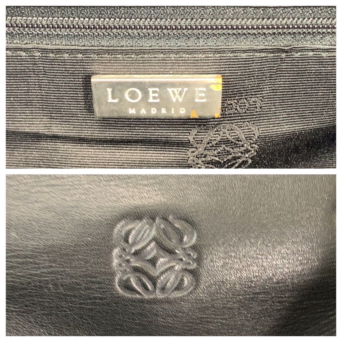 LOEWE ロエベ アマソナ50 アナグラム 男女兼用 ブラック 黒 シルバー金具 レザー ボストンバッグ ショルダーバッグ 2way  メンズ