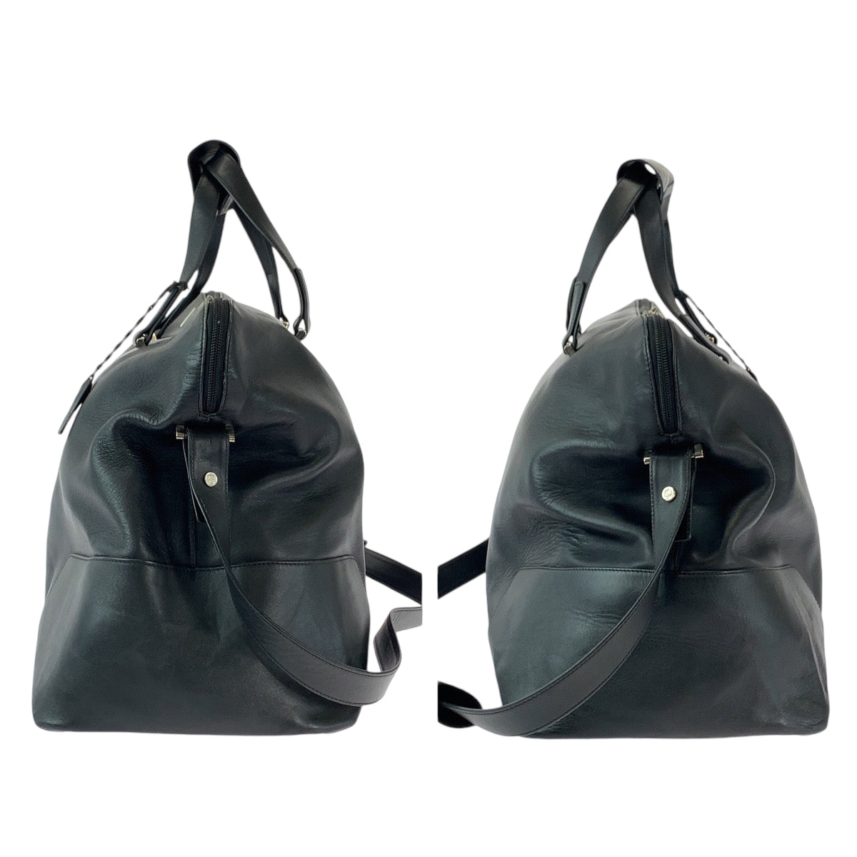 LOEWE ロエベ アマソナ50 アナグラム 男女兼用 ブラック 黒 シルバー金具 レザー ボストンバッグ ショルダーバッグ 2way  メンズ