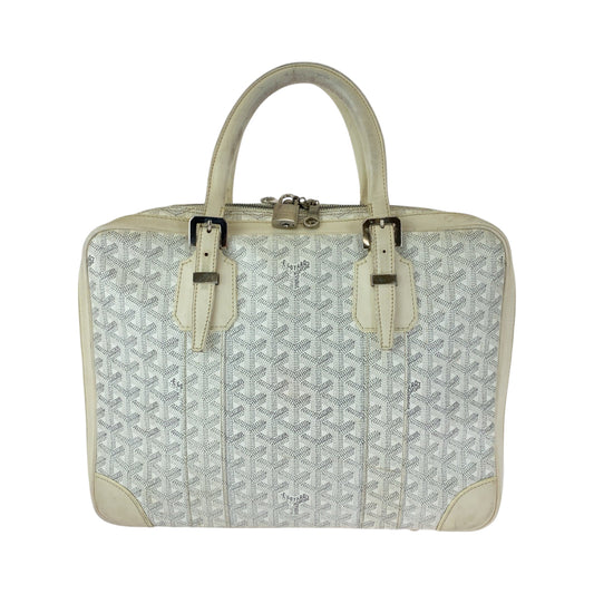 13099
GOYARD ゴヤール アンバサードPM ホワイト グレー シルバー金具 レザー ビジネスバッグ ハンドバッグ  レディース AB85