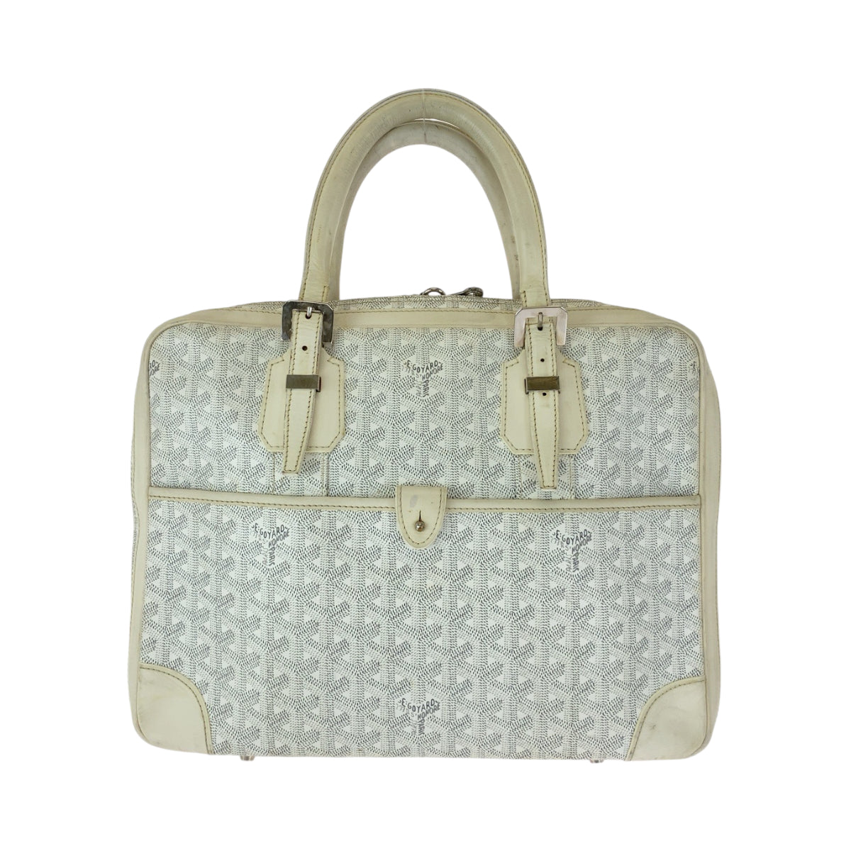 13099
GOYARD ゴヤール アンバサードPM ホワイト グレー シルバー金具 レザー ビジネスバッグ ハンドバッグ  レディース AB85