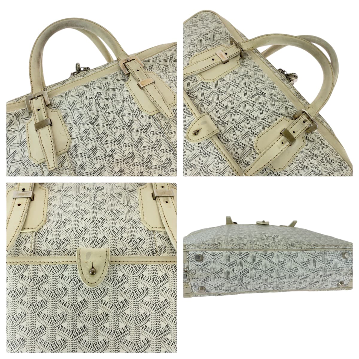 13099
GOYARD ゴヤール アンバサードPM ホワイト グレー シルバー金具 レザー ビジネスバッグ ハンドバッグ  レディース AB85