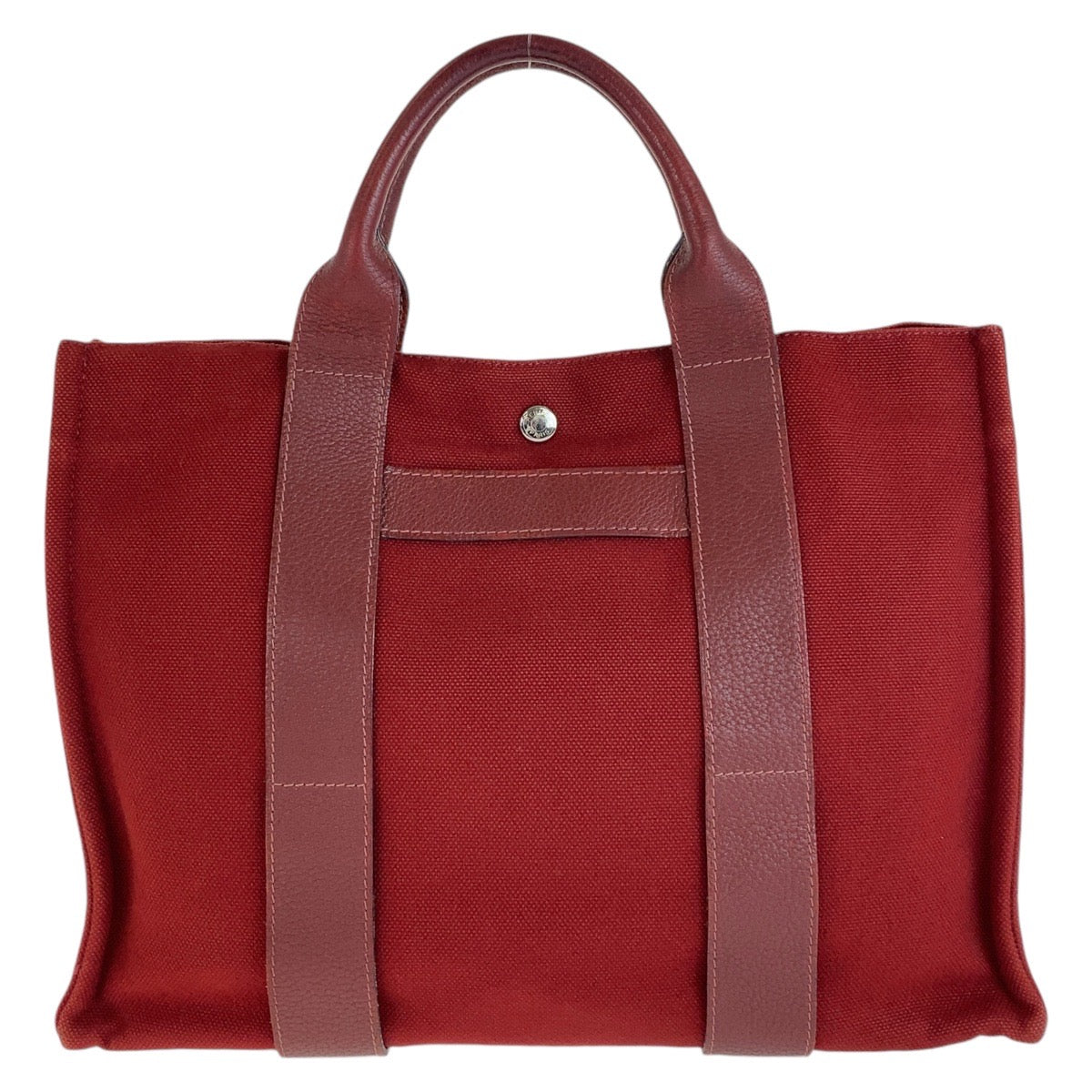 13100
HERMES エルメス サックアーネMM ワインレッド ボルドー シルバー金具 キャンバス / レザー トートバッグ ハンドバッグ A4対応  レディース