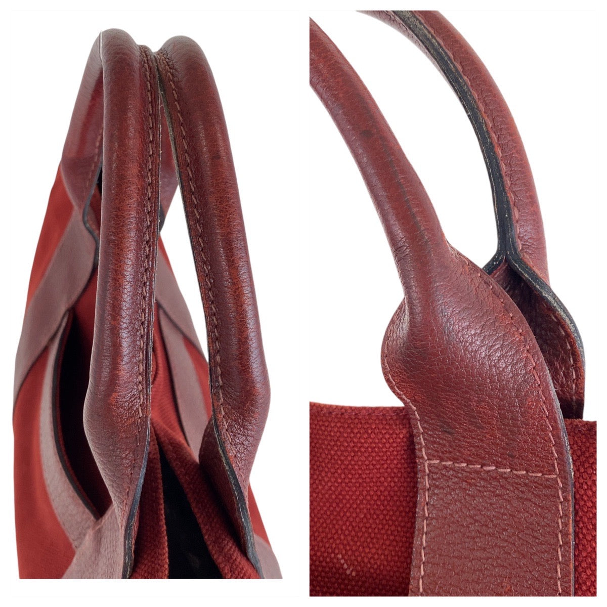 13100
HERMES エルメス サックアーネMM ワインレッド ボルドー シルバー金具 キャンバス / レザー トートバッグ ハンドバッグ A4対応  レディース