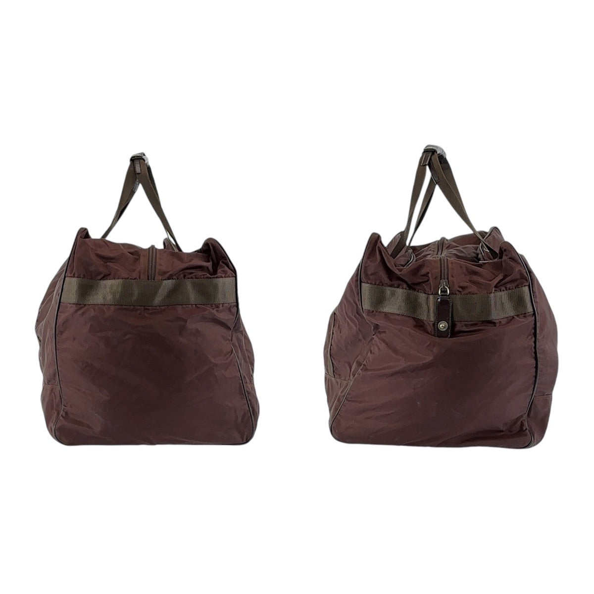 13104
PRADA プラダ 三角ロゴプレート テスート ブラウン シルバー金具 ナイロン ボストンバッグ  レディース