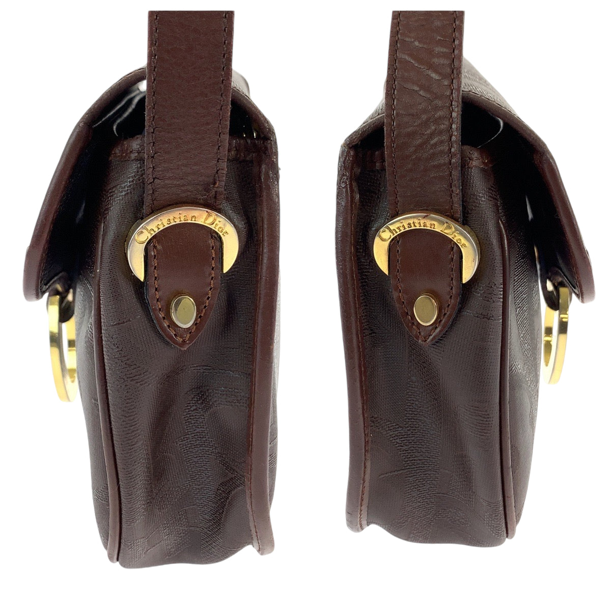 13105
Dior ディオール ヴィンテージ トロッター ブラウン ゴールド金具 PVC ショルダーバッグ ポシェット  レディース