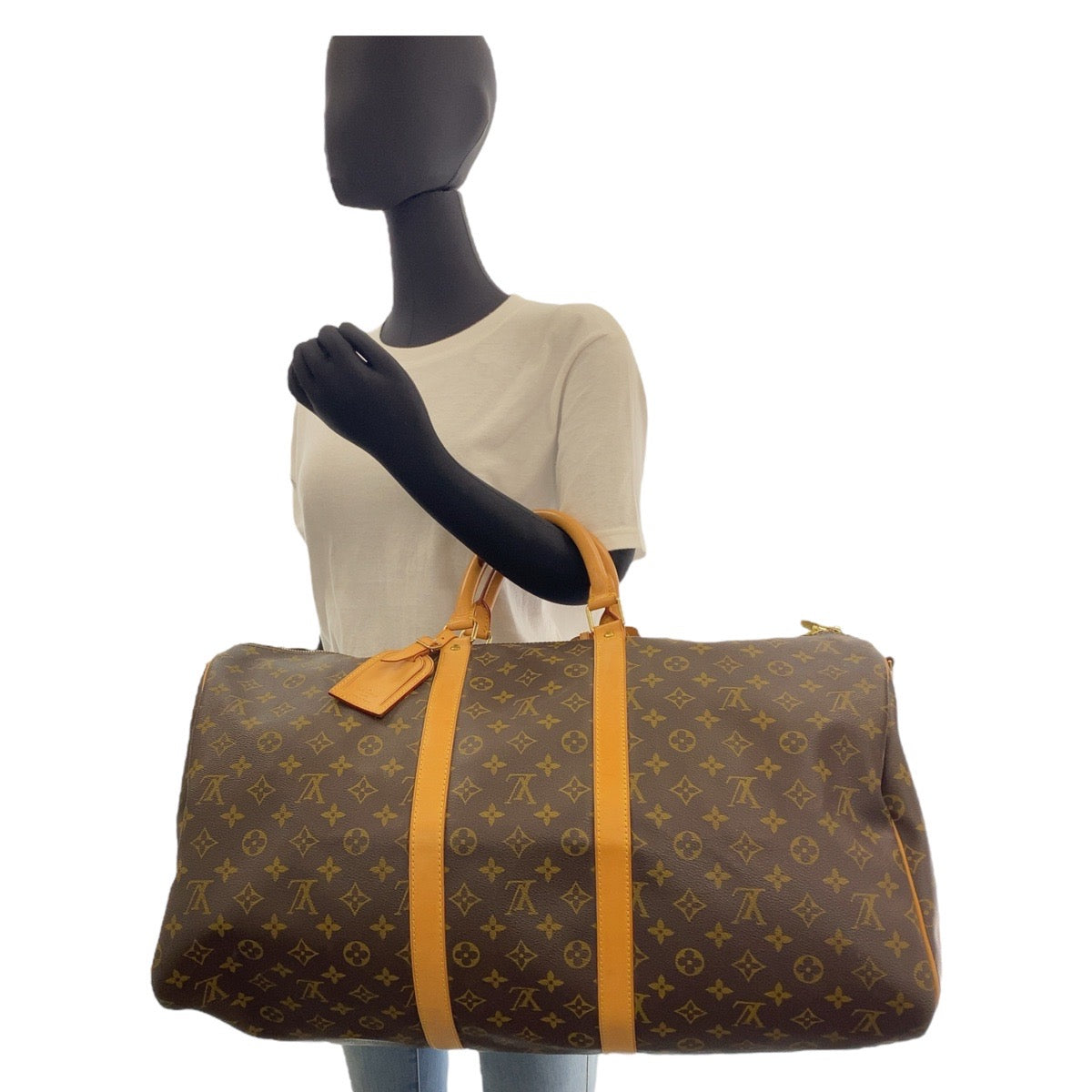 12780
LOUIS VUITTON ルイヴィトン モノグラム キーポル バンドリエール 55 ブラウン ベージュ ゴールド金具 PVC / レザー M41414 ボストンバッグ 男女兼用  メンズ