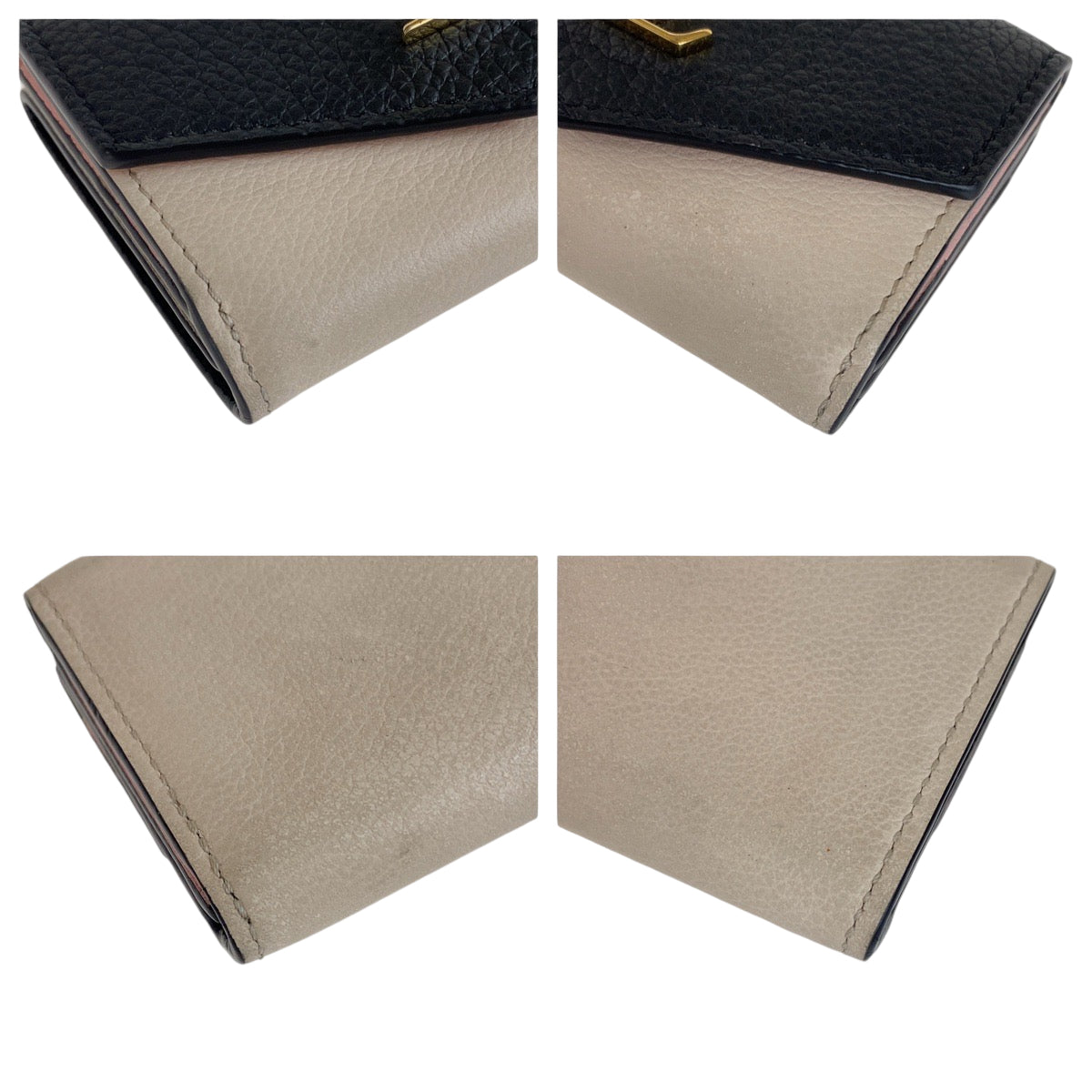 13278
LOUIS VUITTON ルイヴィトン ポルトフォイユ ロックミニ ブラック 黒 アイボリー ゴールド金具 レザー M80984 折財布 コンパクトウォレット  レディース