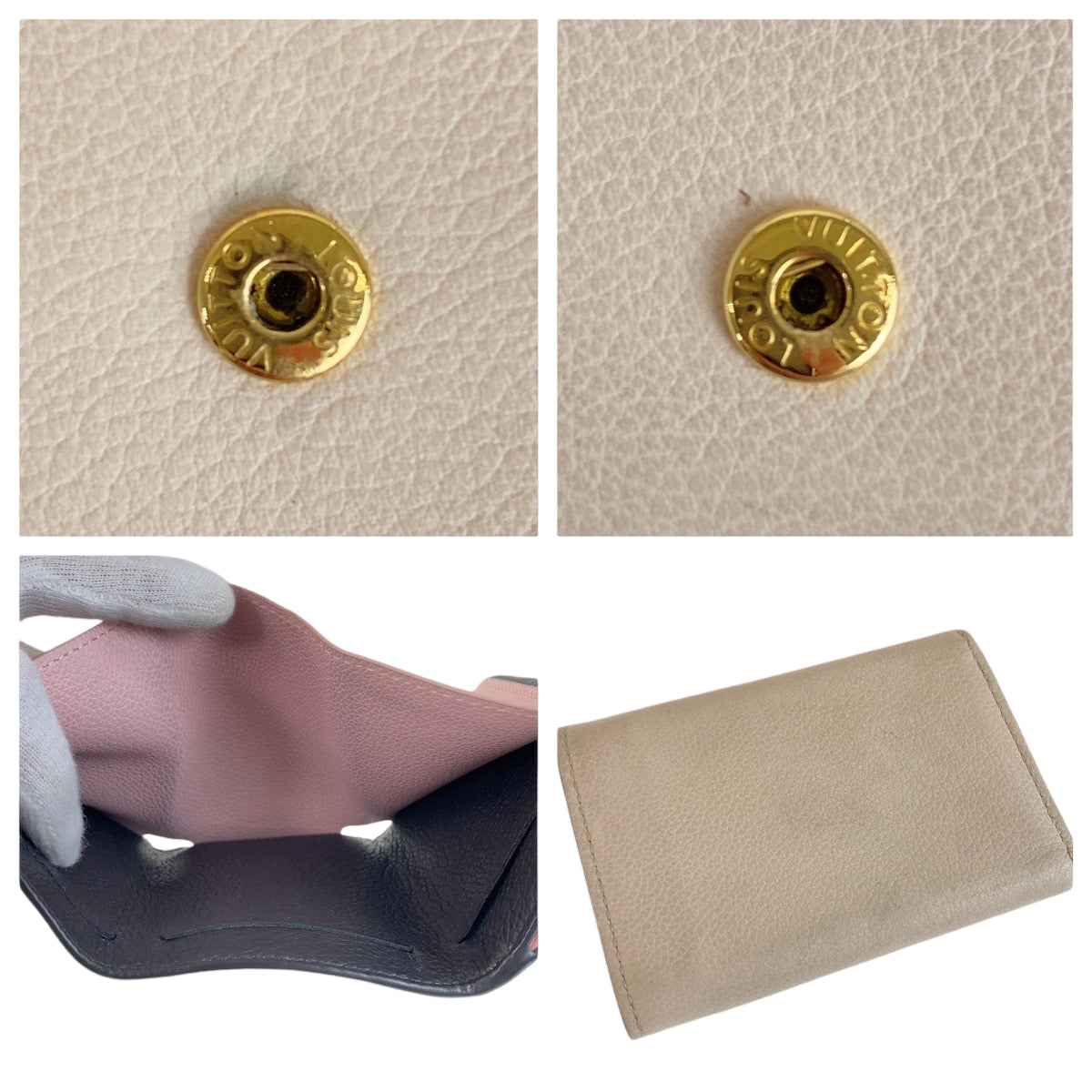 13278
LOUIS VUITTON ルイヴィトン ポルトフォイユ ロックミニ ブラック 黒 アイボリー ゴールド金具 レザー M80984 折財布 コンパクトウォレット  レディース