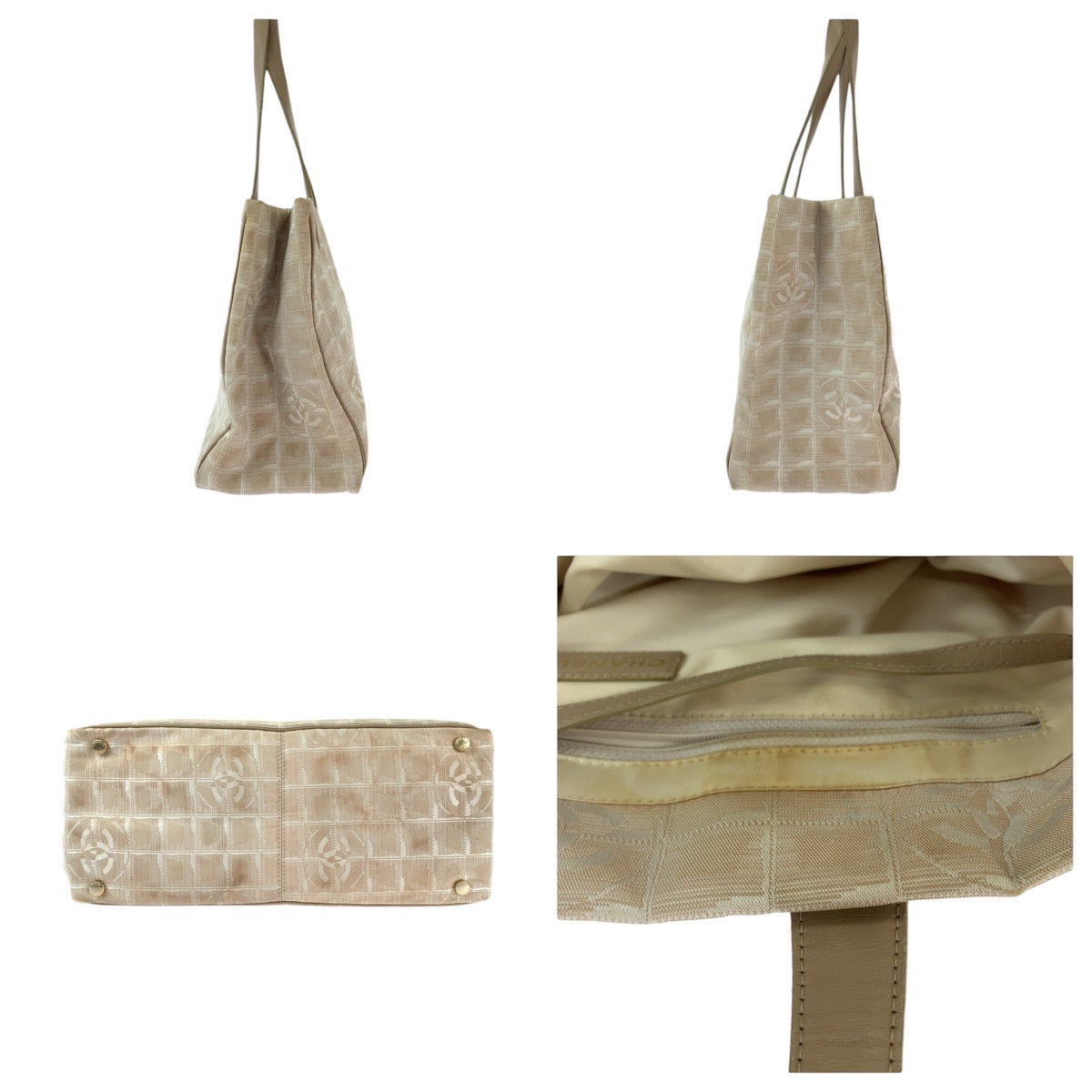13113
CHANEL シャネル ニュートラベルライン ニュートラトートMM ベージュ ゴールド金具 ナイロン / レザー トートバッグ ショルダーバッグ  レディース