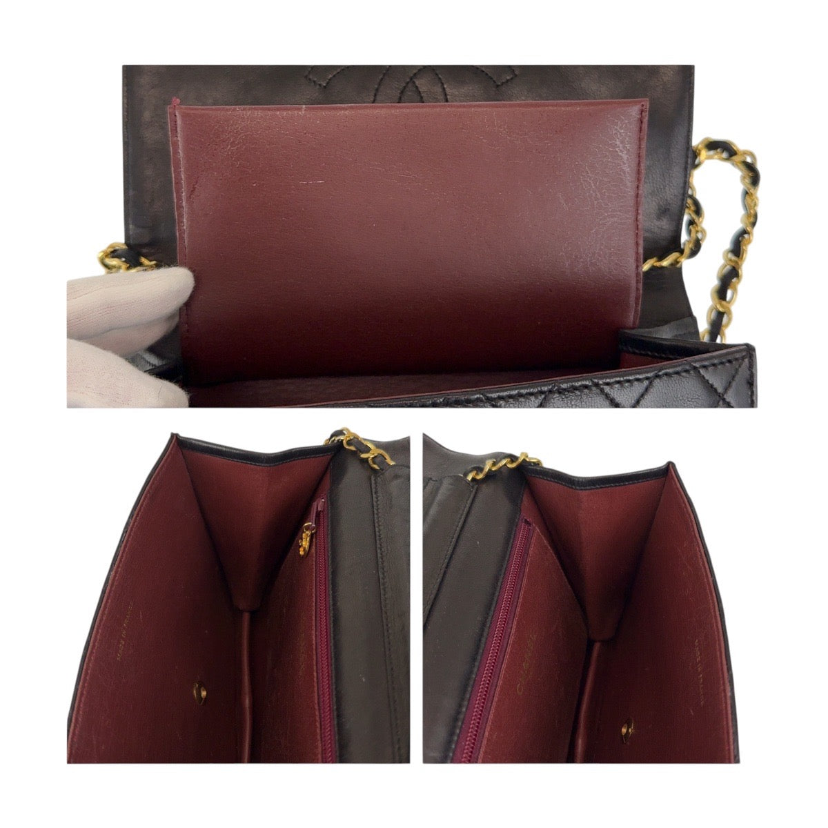 CHANEL シャネル ヴィンテージ マトラッセ プッシュロック シングルフラップ ココマーク ブラック 黒 ゴールド金具 ラムスキン ショルダーバッグ チェーンショルダーバッグ  レディース