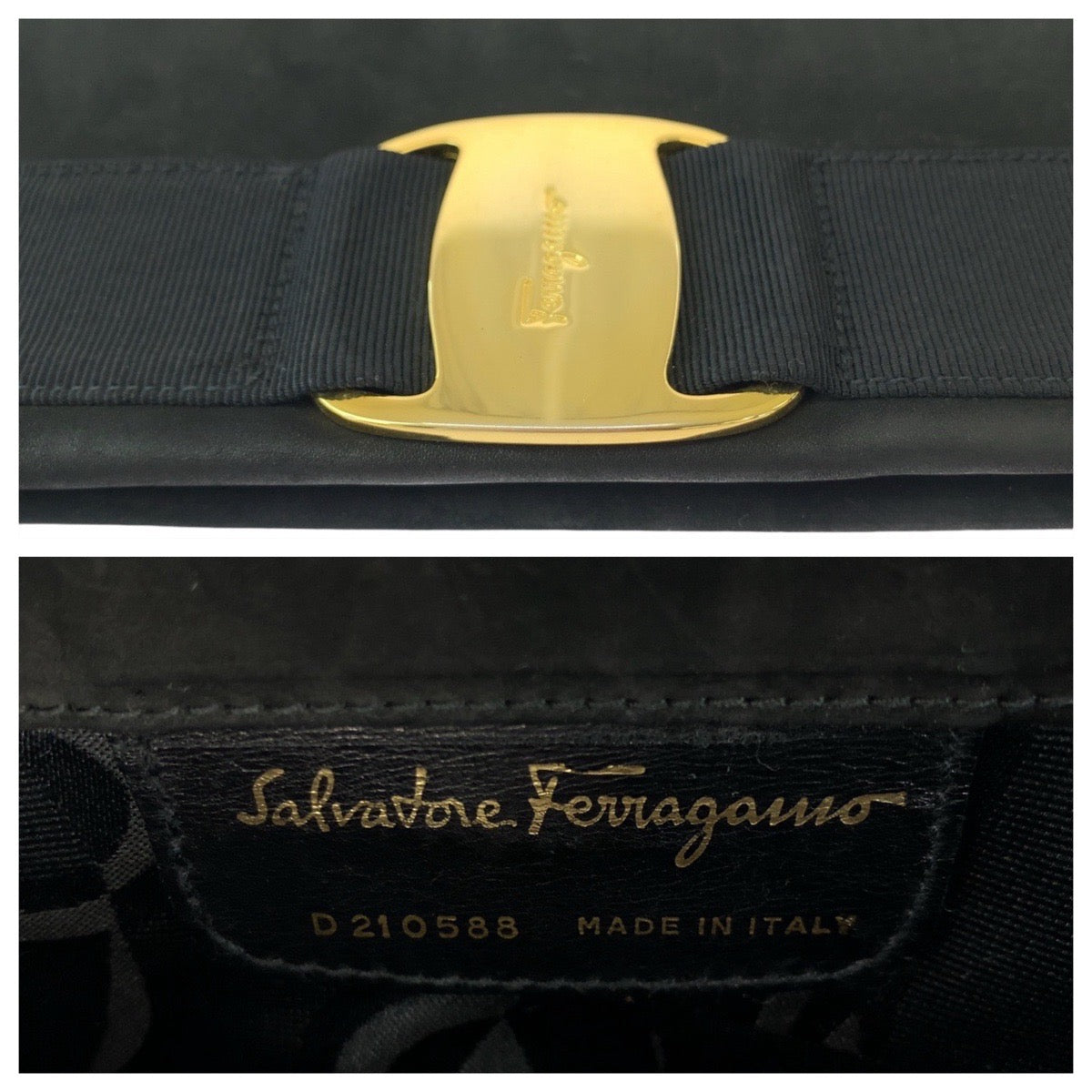 13114
Salvatore Ferragamo サルヴァトーレフェラガモ ヴァラリボン ブラック 黒 ゴールド金具 スウェード ショルダーバッグ ポシェット  レディース