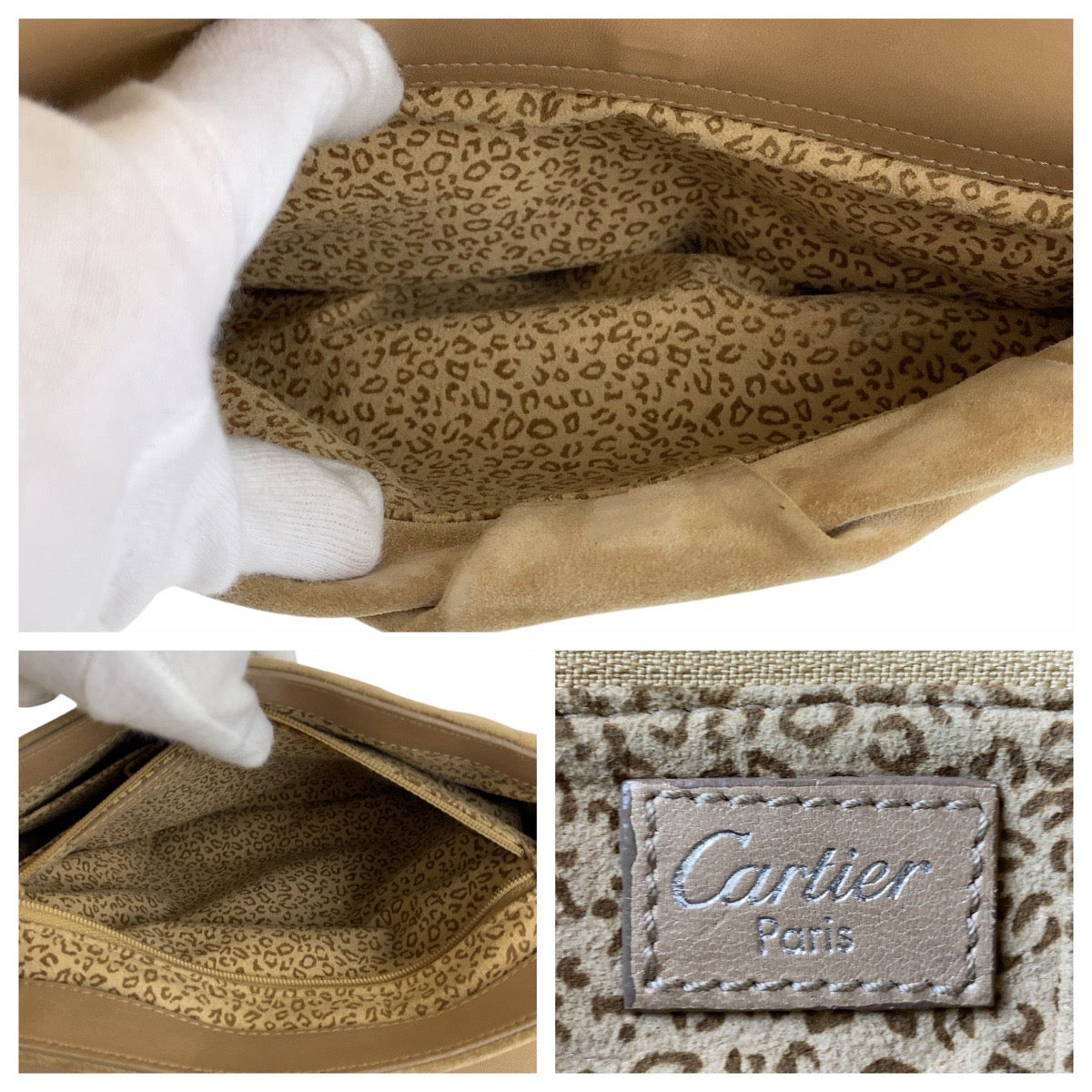 CARTIER カルティエ パンテール ベージュ シルバー金具 スウェード / レザー ショルダーバッグ  レディース