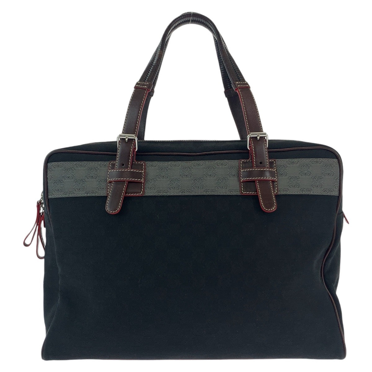 13116
LOEWE ロエベ ヴィンテージ アナグラム 男女兼用 ブラック グレー ボルドー シルバー金具 キャンバス / レザー トートバッグ ビジネスバッグ ハンドバッグ  メンズ