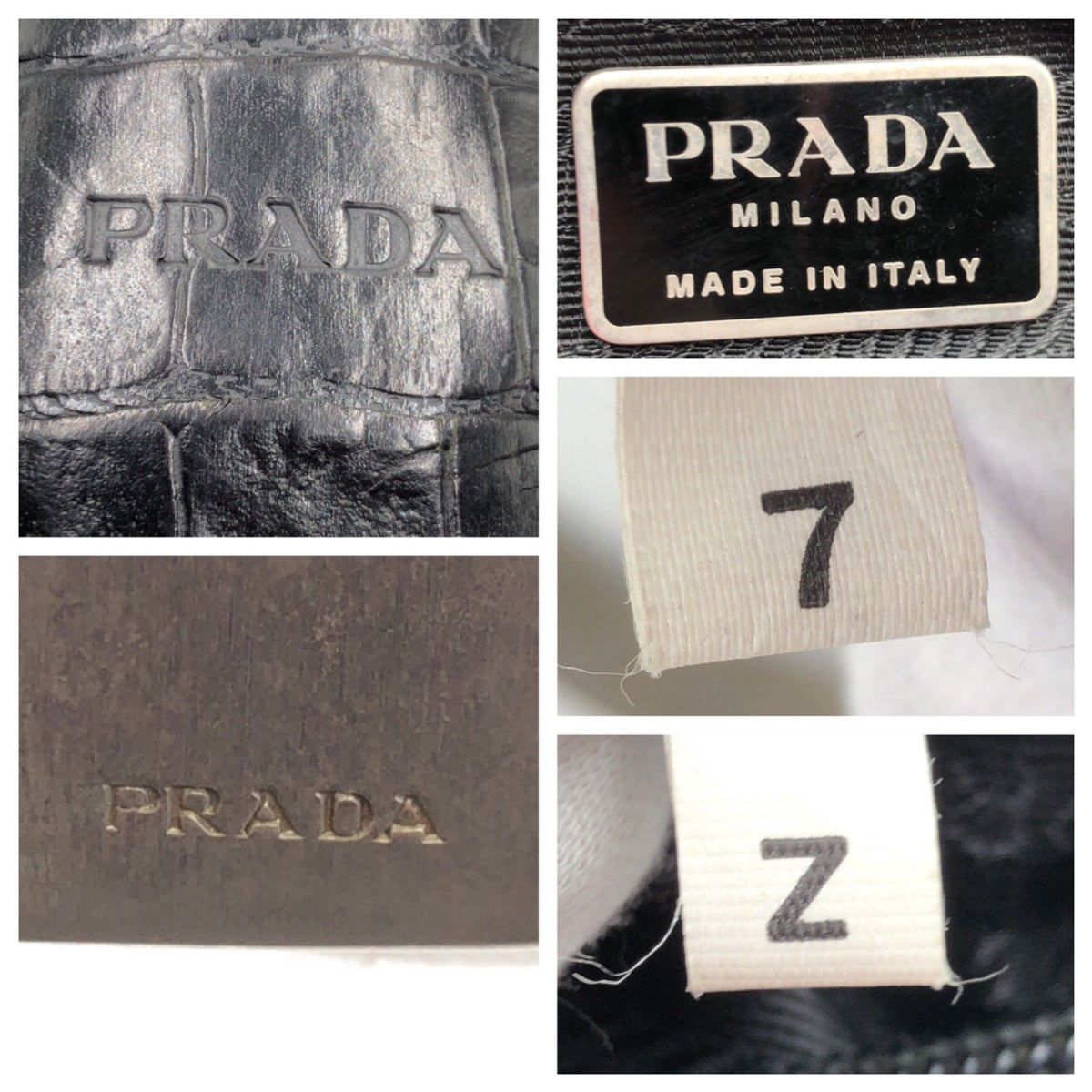 13118
PRADA プラダ テスート 型押し ブラック 黒 ナイロン / レザー ホーボー ショルダーバッグ  レディース