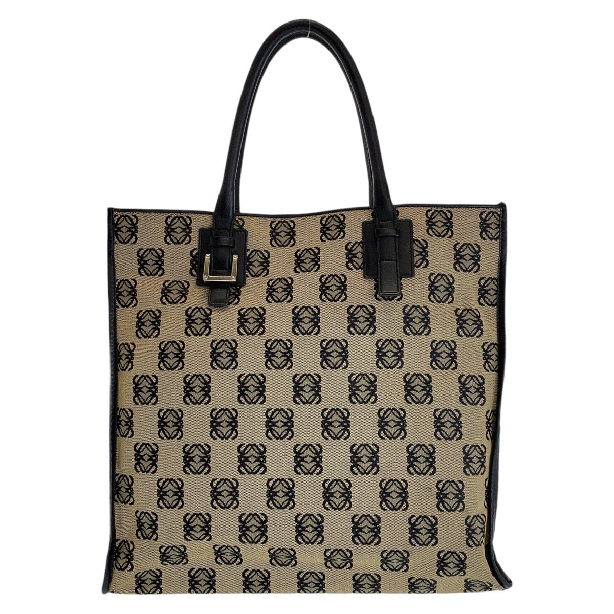 13119
LOEWE ロエベ ヴィンテージ アナグラム ベージュ ブラック シルバー金具 キャンバス / レザー トートバッグ ショルダーバッグ  レディース