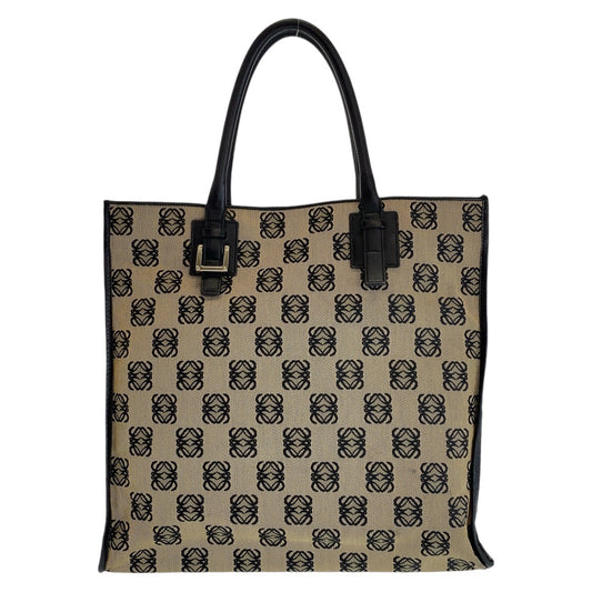 13119
LOEWE ロエベ ヴィンテージ アナグラム ベージュ ブラック シルバー金具 キャンバス / レザー トートバッグ ショルダーバッグ  レディース