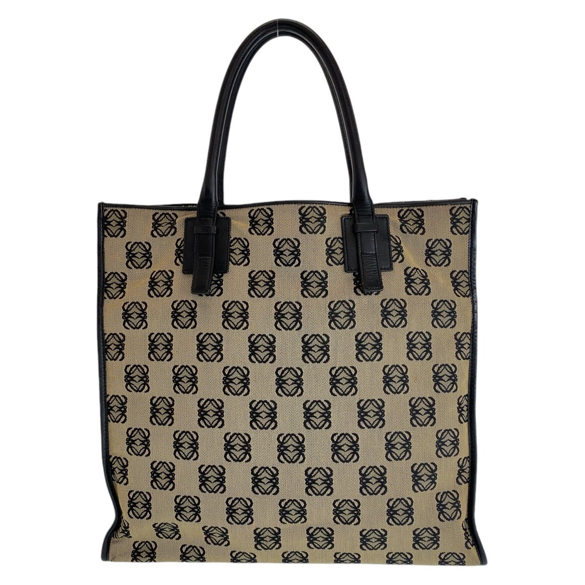 13119
LOEWE ロエベ ヴィンテージ アナグラム ベージュ ブラック シルバー金具 キャンバス / レザー トートバッグ ショルダーバッグ  レディース