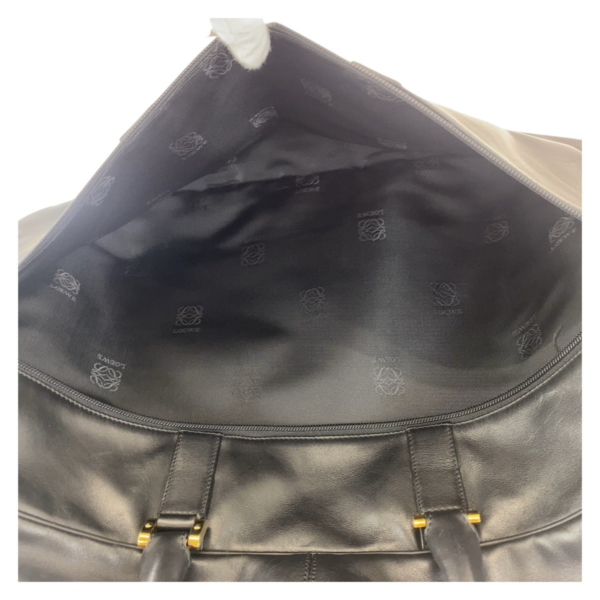 13120
LOEWE ロエベ ヴィンテージ アナグラム 男女兼用 ブラック 黒 ゴールド金具 レザー ボストンバッグ ハンドバッグ 男女兼用  メンズ