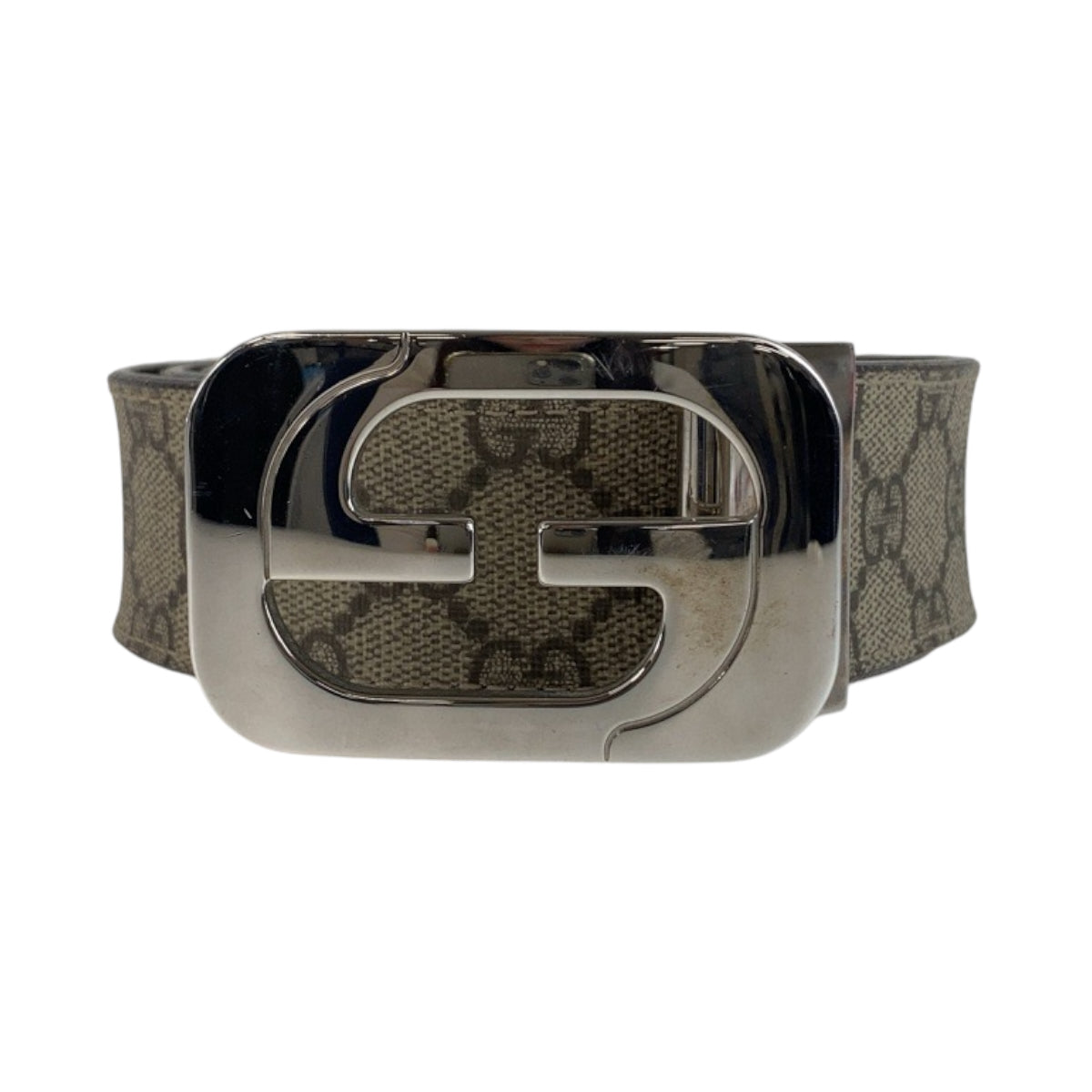 13121
GUCCI グッチ インターロッキング 95cm/38inc ベージュ シルバー金具 GGスプリームキャンバス 245861 ベルトリバーシブル  メンズ