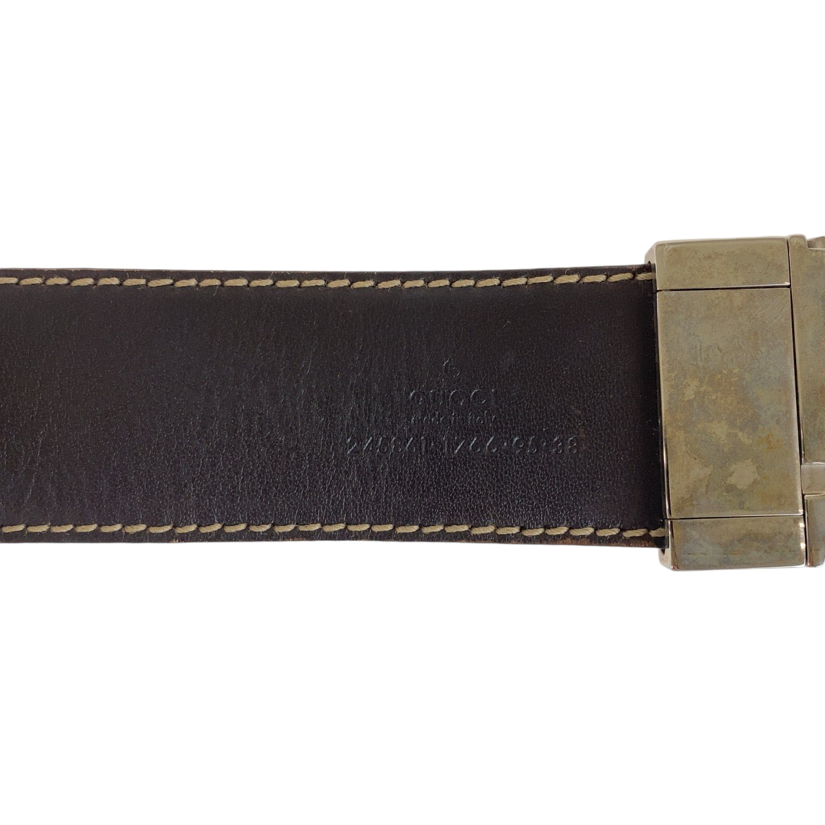 13121
GUCCI グッチ インターロッキング 95cm/38inc ベージュ シルバー金具 GGスプリームキャンバス 245861 ベルトリバーシブル  メンズ