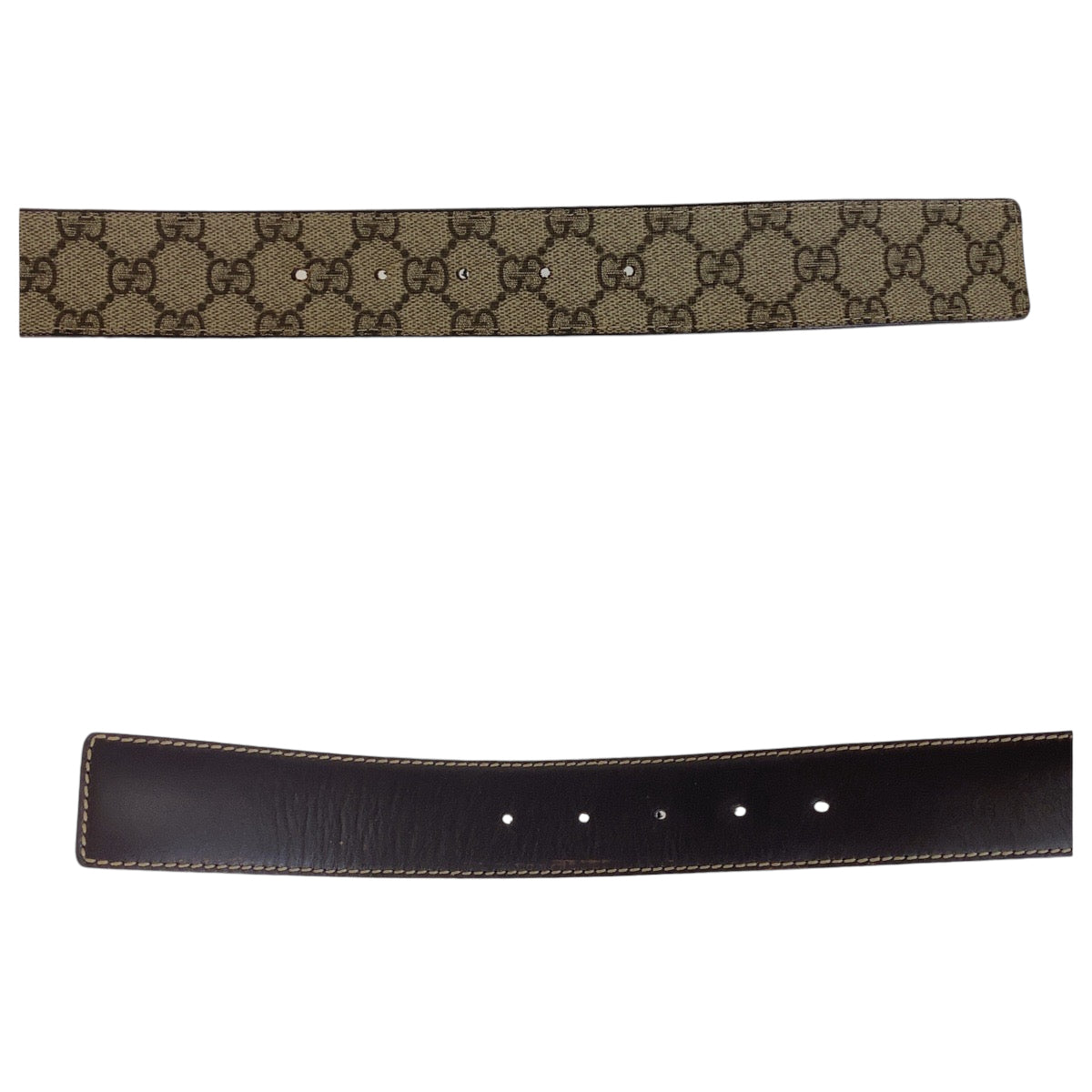 13121
GUCCI グッチ インターロッキング 95cm/38inc ベージュ シルバー金具 GGスプリームキャンバス 245861 ベルトリバーシブル  メンズ