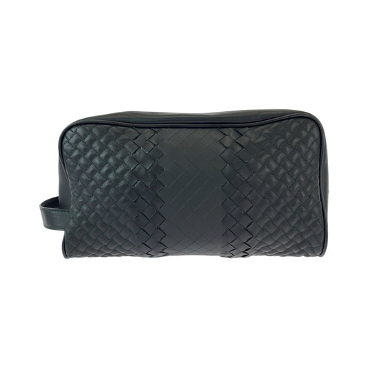 13122
BOTTEGAVENETA ボッテガヴェネタ イントレチャート トイレタリー ブラック 黒 シルバー金具 レザー セカンドバッグ クラッチバッグ  メンズ