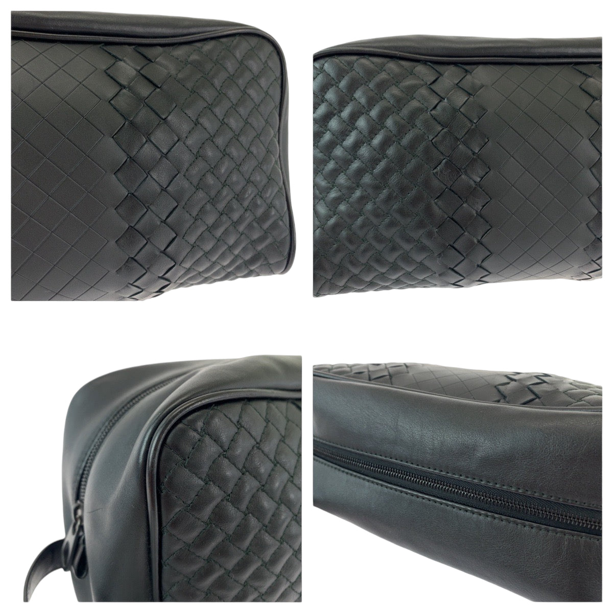 13122
BOTTEGAVENETA ボッテガヴェネタ イントレチャート トイレタリー ブラック 黒 シルバー金具 レザー セカンドバッグ クラッチバッグ  メンズ