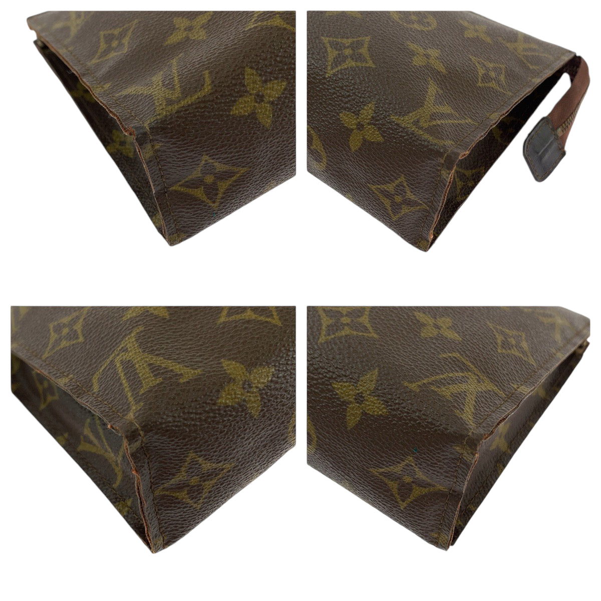 13126
LOUIS VUITTON ルイヴィトン ヴィンテージ モノグラム ポッシュ トワレット26 ブラウン ゴールド金具 PVC M47542 クラッチバッグ セカンドバッグ ポーチ  メンズ