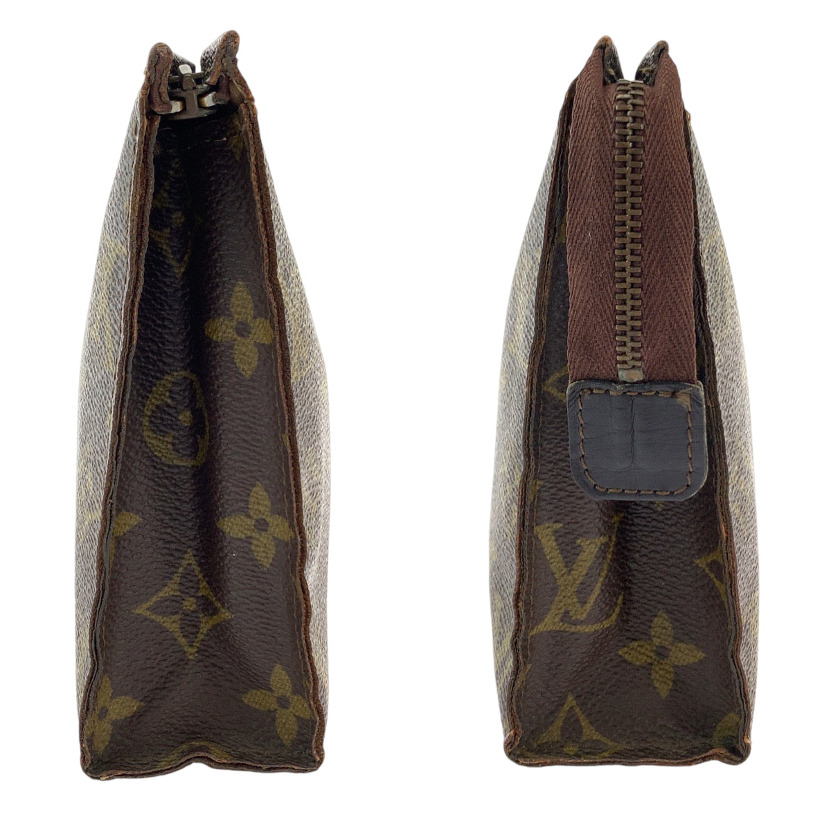13126
LOUIS VUITTON ルイヴィトン ヴィンテージ モノグラム ポッシュ トワレット26 ブラウン ゴールド金具 PVC M47542 クラッチバッグ セカンドバッグ ポーチ  メンズ