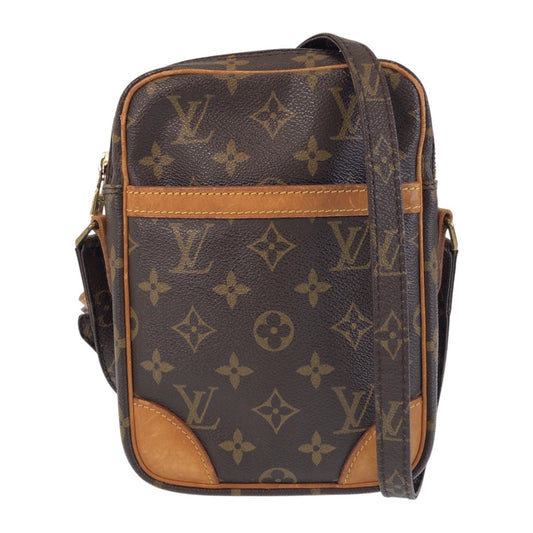 13130
LOUIS VUITTON ルイヴィトン モノグラム ダヌーブ ブラウン ゴールド金具 PVC / レザー M45266 斜め掛け ショルダーバッグ ポシェット  レディース