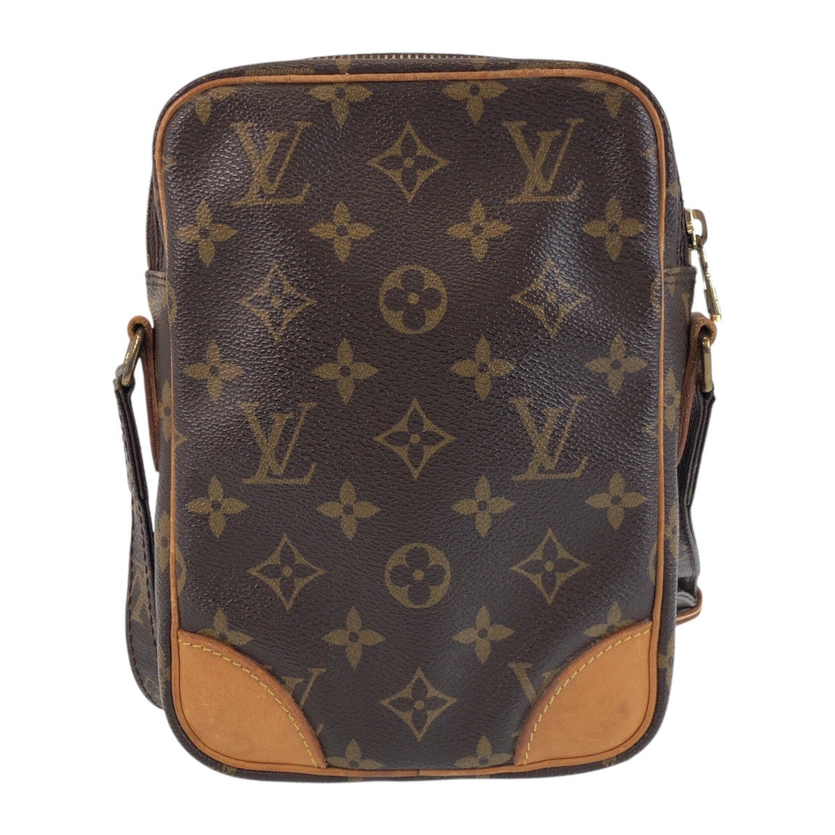 13130
LOUIS VUITTON ルイヴィトン モノグラム ダヌーブ ブラウン ゴールド金具 PVC / レザー M45266 斜め掛け ショルダーバッグ ポシェット  レディース