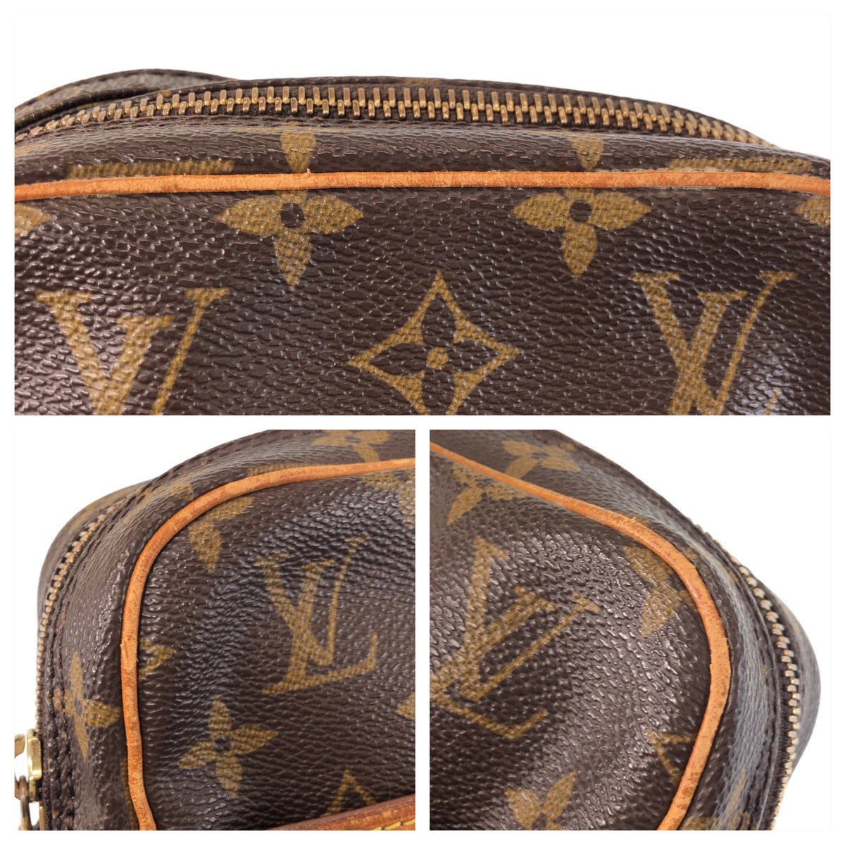 13130
LOUIS VUITTON ルイヴィトン モノグラム ダヌーブ ブラウン ゴールド金具 PVC / レザー M45266 斜め掛け ショルダーバッグ ポシェット  レディース