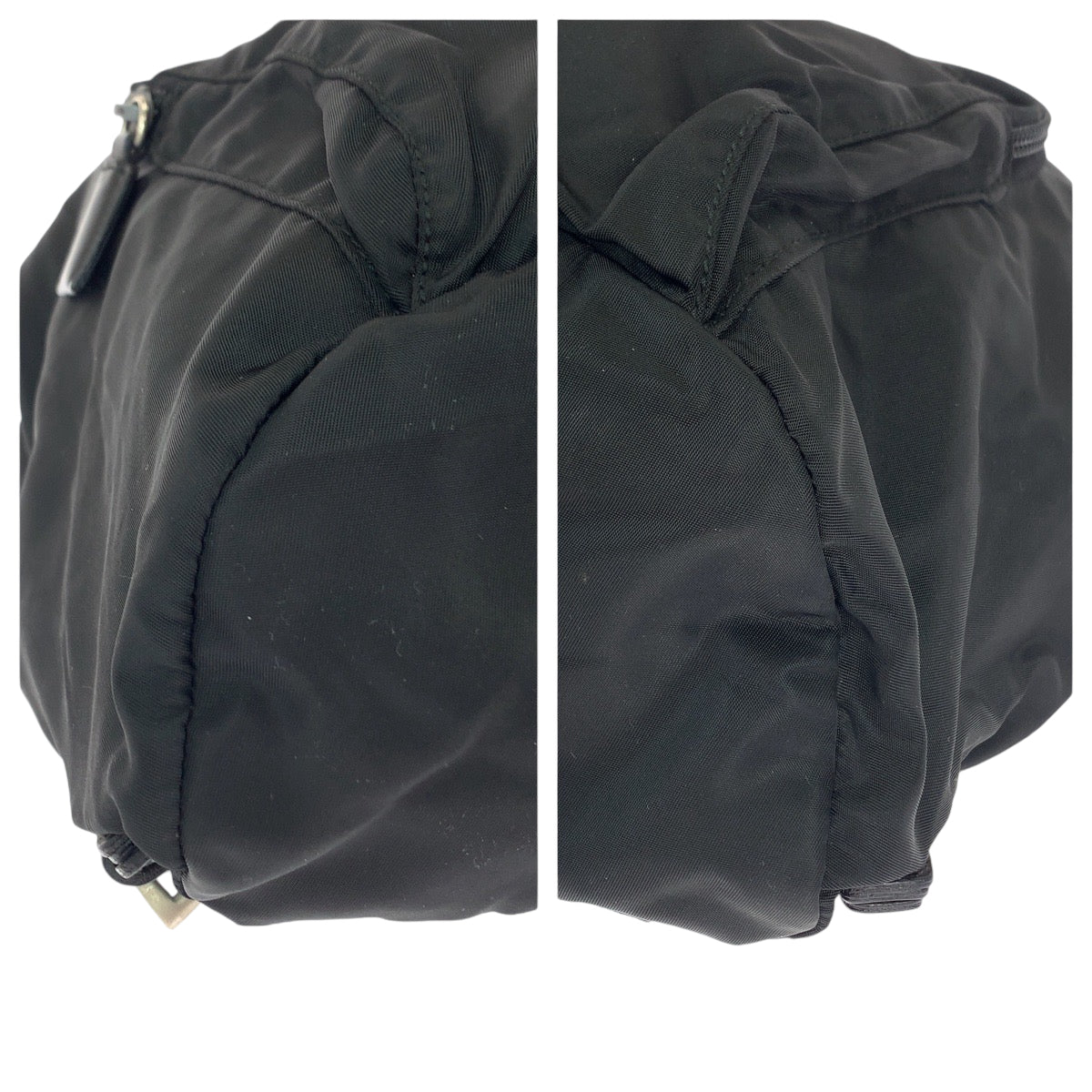 PRADA Tessuto Triangle Logo Plate Black Silver Hardware Nylon B4650F Backpack Rucksack Women's