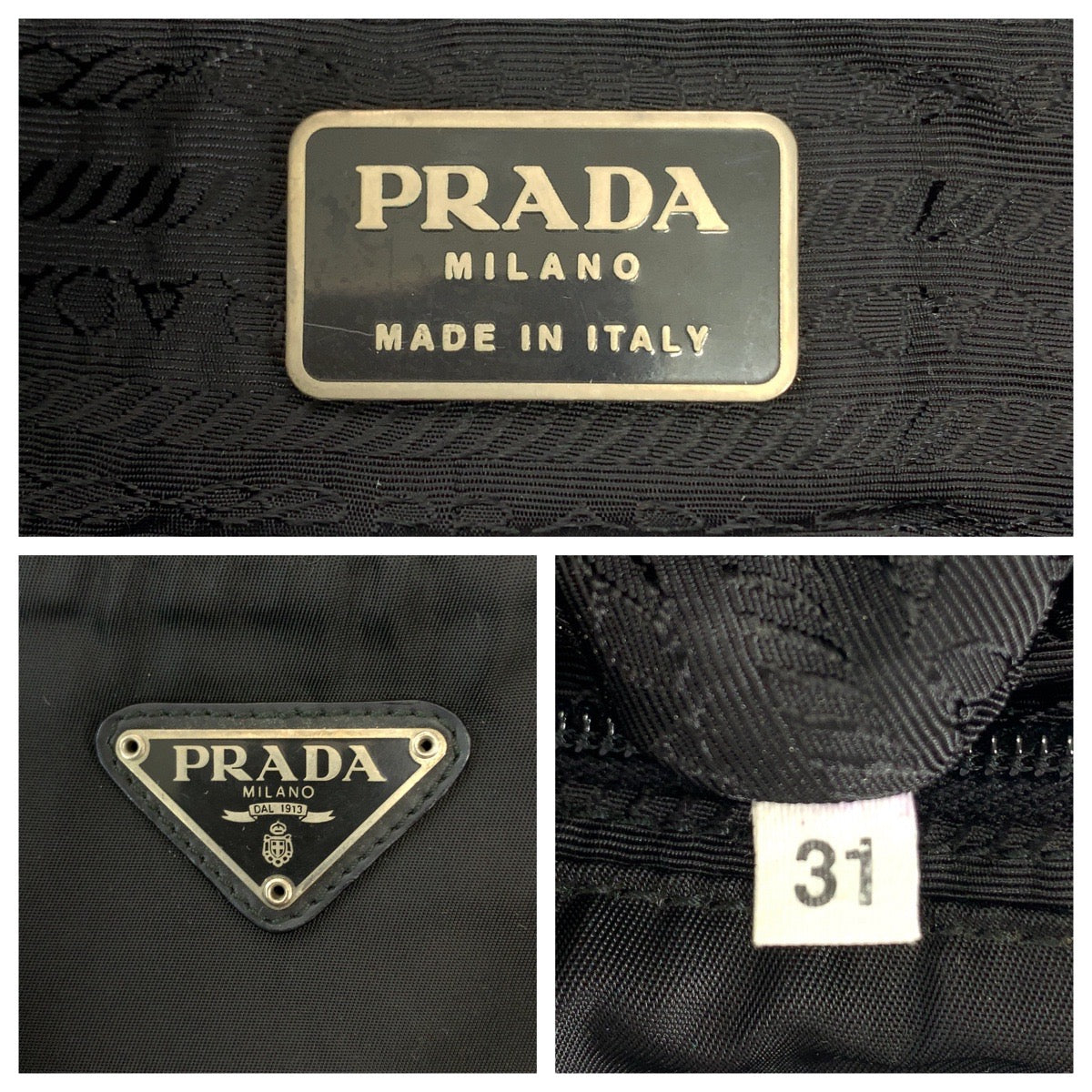 PRADA Tessuto Triangle Logo Plate Black Silver Hardware Nylon B4650F Backpack Rucksack Women's