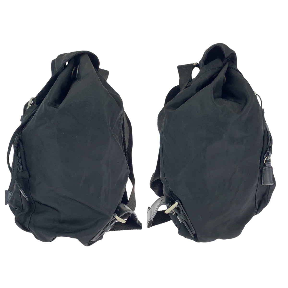 PRADA Tessuto Triangle Logo Plate Black Silver Hardware Nylon B4650F Backpack Rucksack Women's